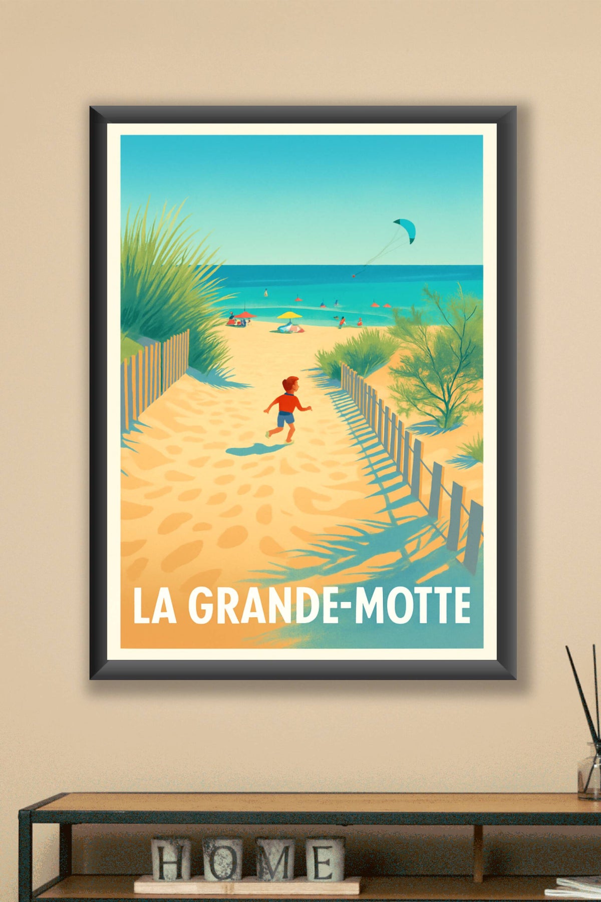 Affiche La Grande-Motte — L'évasion ensoleillée à la plage · poster d'art de La Grande-Motte