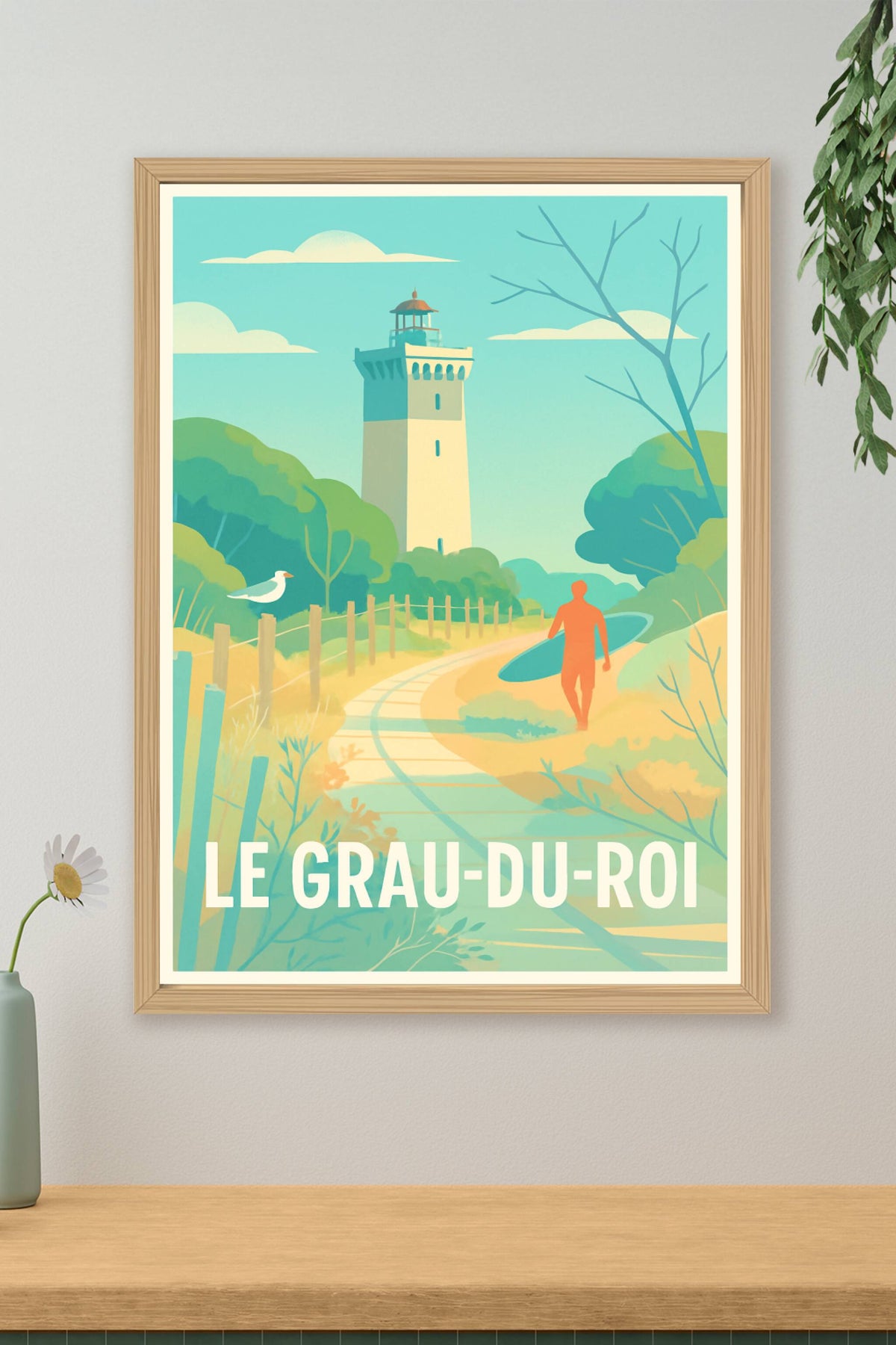 Affiche Le Grau-du-Roi — Escapade balnéaire et nature préservée · poster d'art de Le Grau-du-Roi