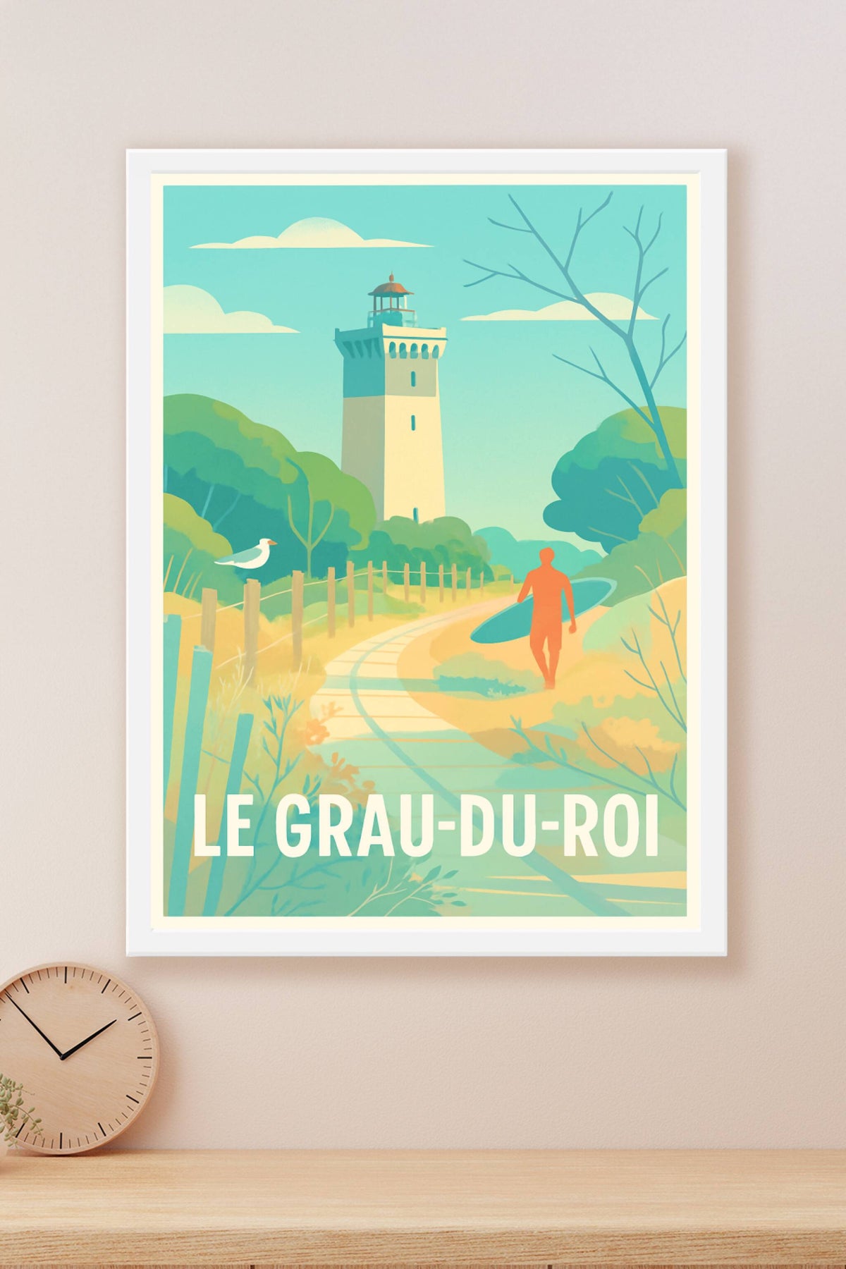 Affiche Le Grau-du-Roi — Escapade balnéaire et nature préservée · poster d'art de Le Grau-du-Roi