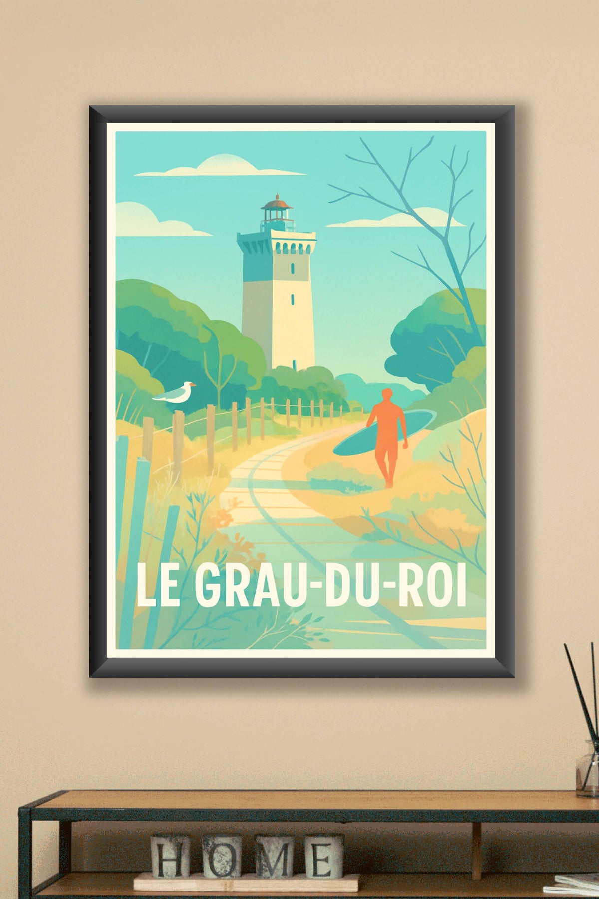 Affiche Le Grau-du-Roi — Escapade balnéaire et nature préservée · poster d'art de Le Grau-du-Roi