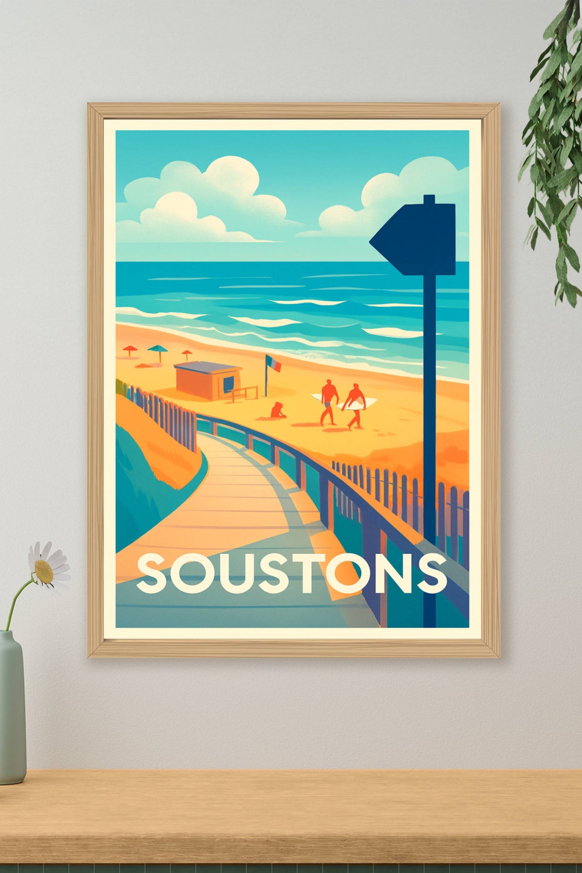 Affiche Soustons — L'appel de l'océan et des plages dorées · poster d'art de Soustons