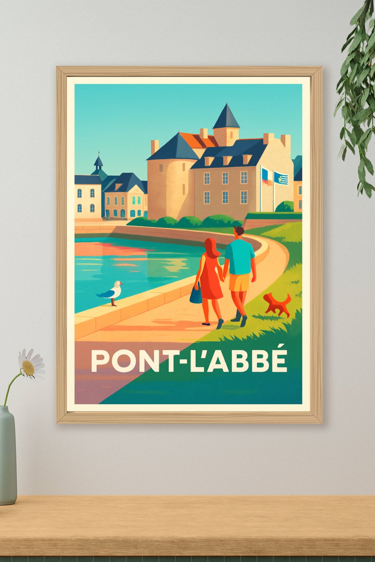 Affiche Pont-l'Abbé — Balade romantique en bord de rivière · poster d'art de Pont-l'Abbé