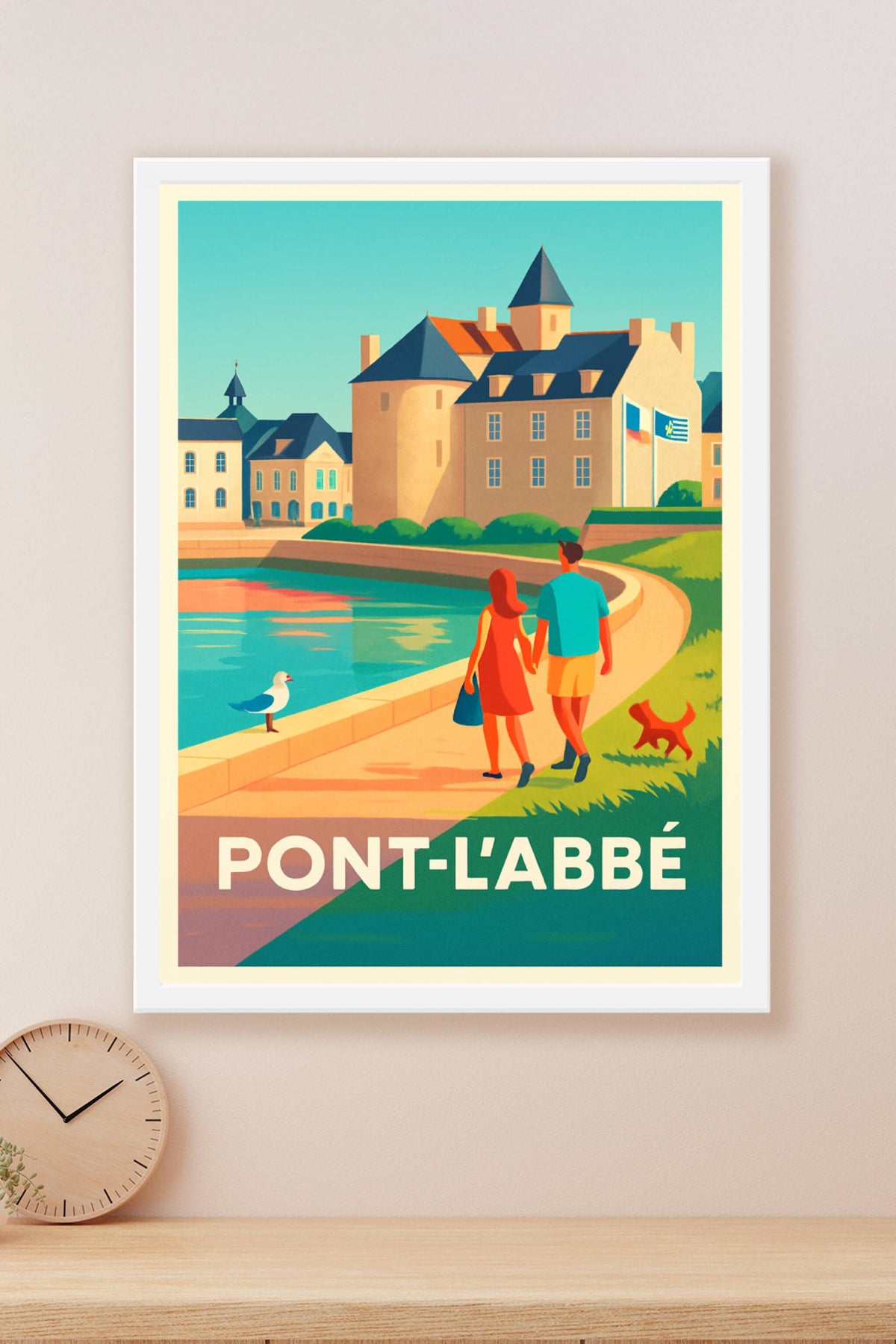 Affiche Pont-l'Abbé — Balade romantique en bord de rivière · poster d'art de Pont-l'Abbé