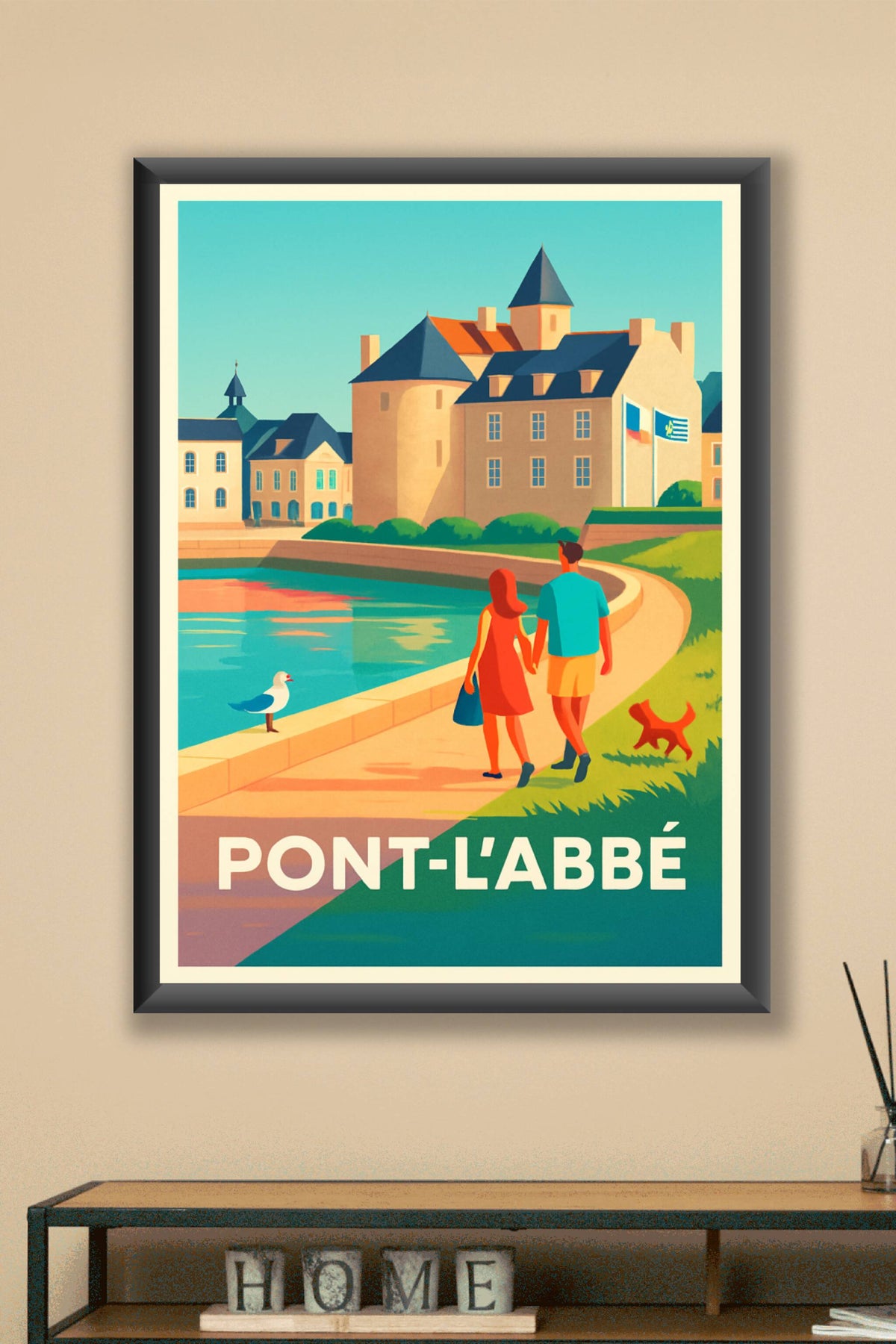 Affiche Pont-l'Abbé — Balade romantique en bord de rivière · poster d'art de Pont-l'Abbé