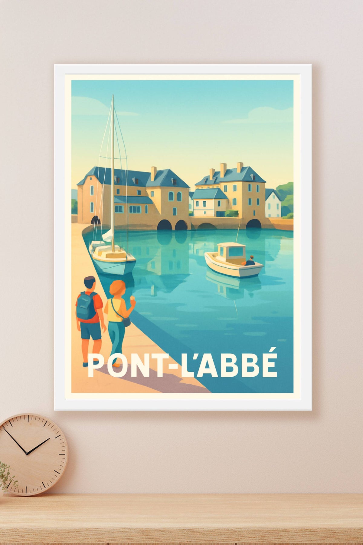 Affiche Pont-l'Abbé — Charme et sérénité bretonne au port · poster d'art de Pont-l'Abbé