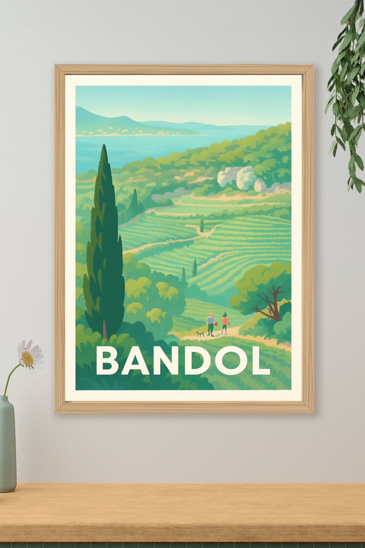 Affiche Bandol — Échappée verte en bord de mer · poster d'art de Bandol