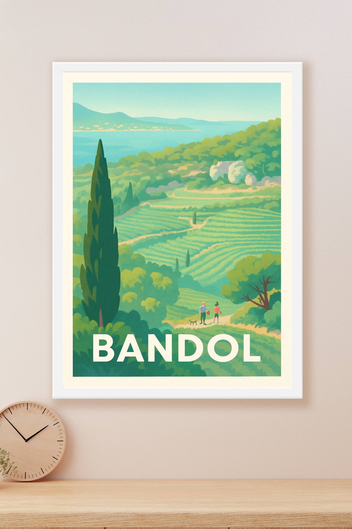 Affiche Bandol — Échappée verte en bord de mer · poster d'art de Bandol