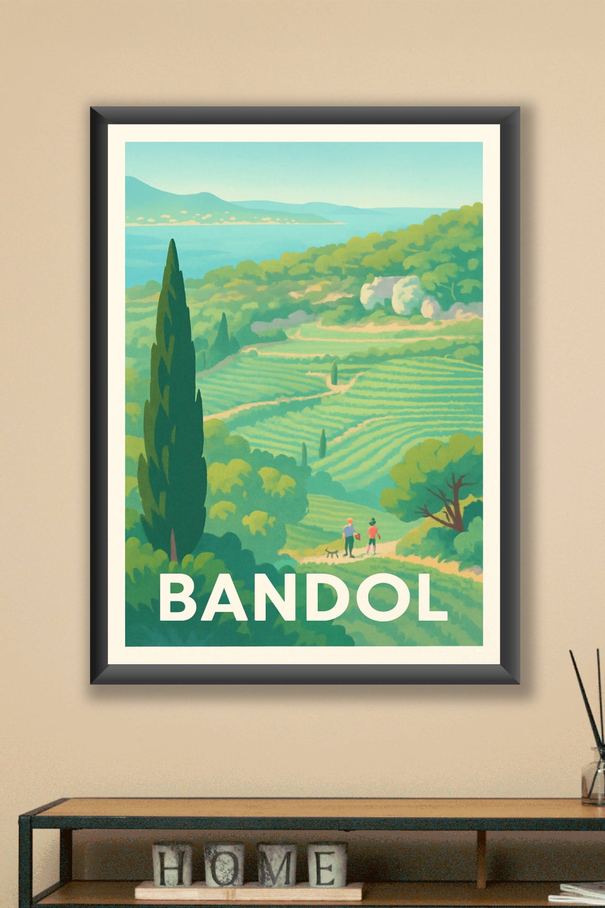 Affiche Bandol — Échappée verte en bord de mer · poster d'art de Bandol