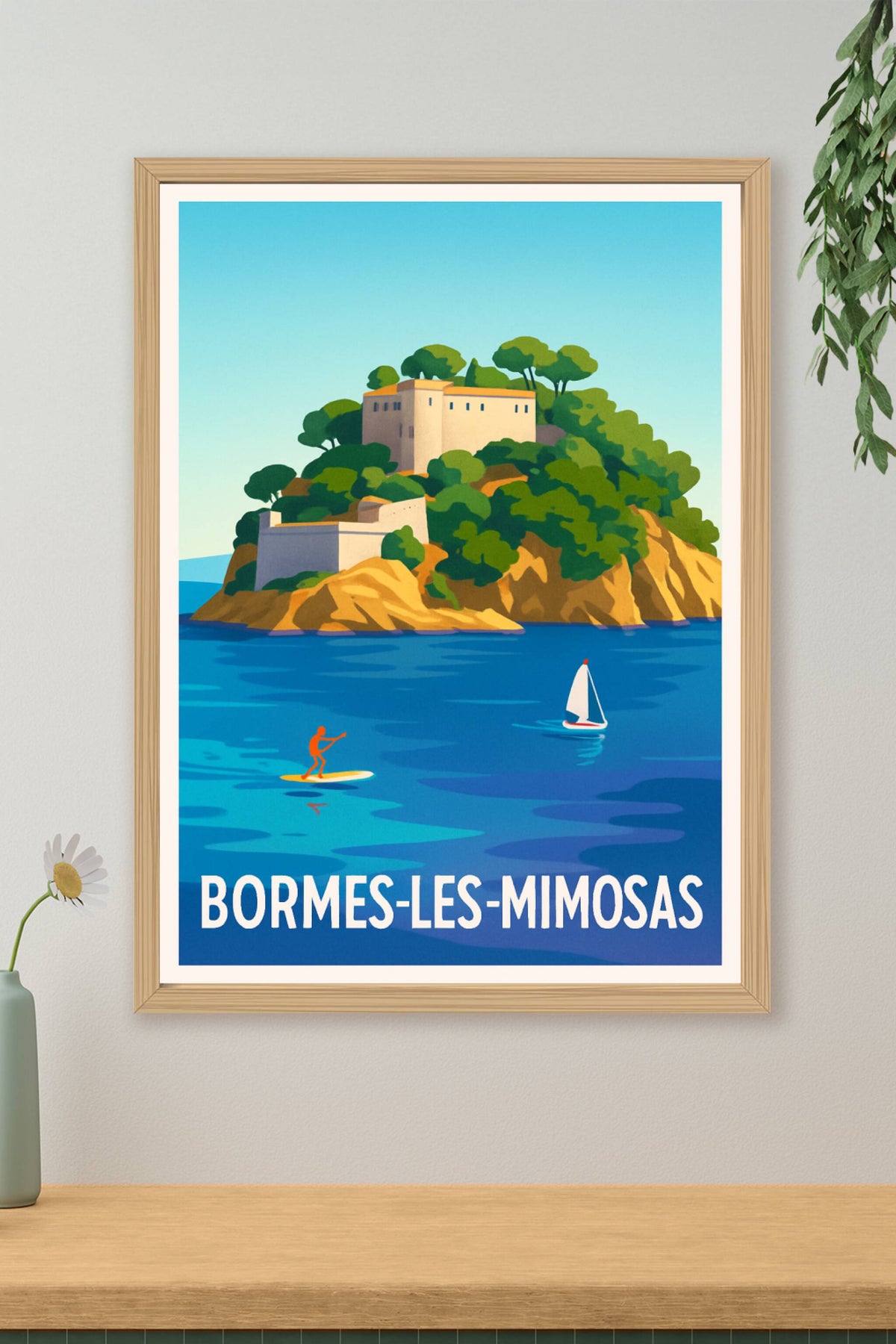 Affiche Bormes-les-Mimosas — Évasion en Méditerranée · poster d'art de Bormes-les-Mimosas
