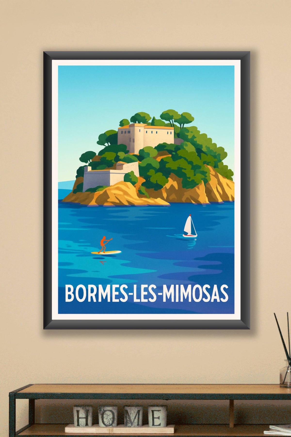 Affiche Bormes-les-Mimosas — Évasion en Méditerranée · poster d'art de Bormes-les-Mimosas