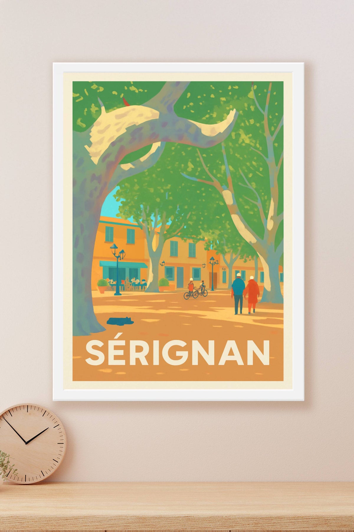 Affiche Sérignan — L'élégance douce des places ombragées · poster d'art de Sérignan
