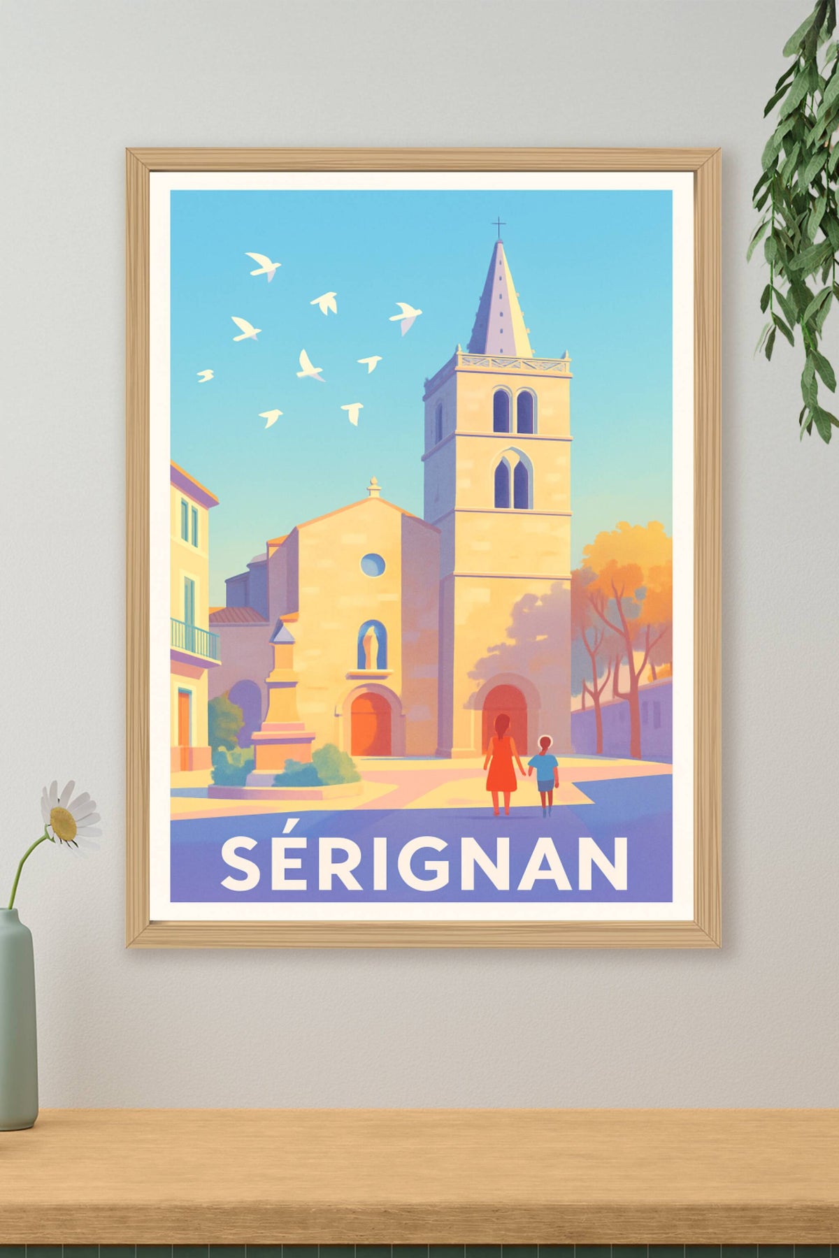 Affiche Sérignan — Lumières douces et patrimoine paisible · poster d'art de Sérignan