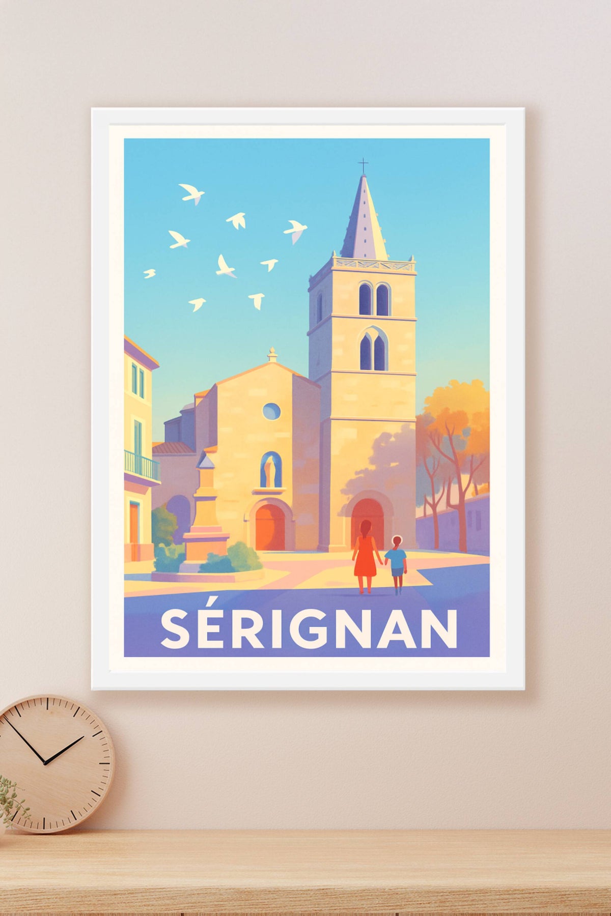Affiche Sérignan — Lumières douces et patrimoine paisible · poster d'art de Sérignan