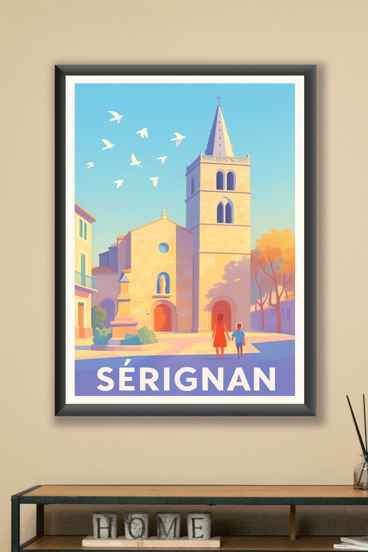 Affiche Sérignan — Lumières douces et patrimoine paisible · poster d'art de Sérignan