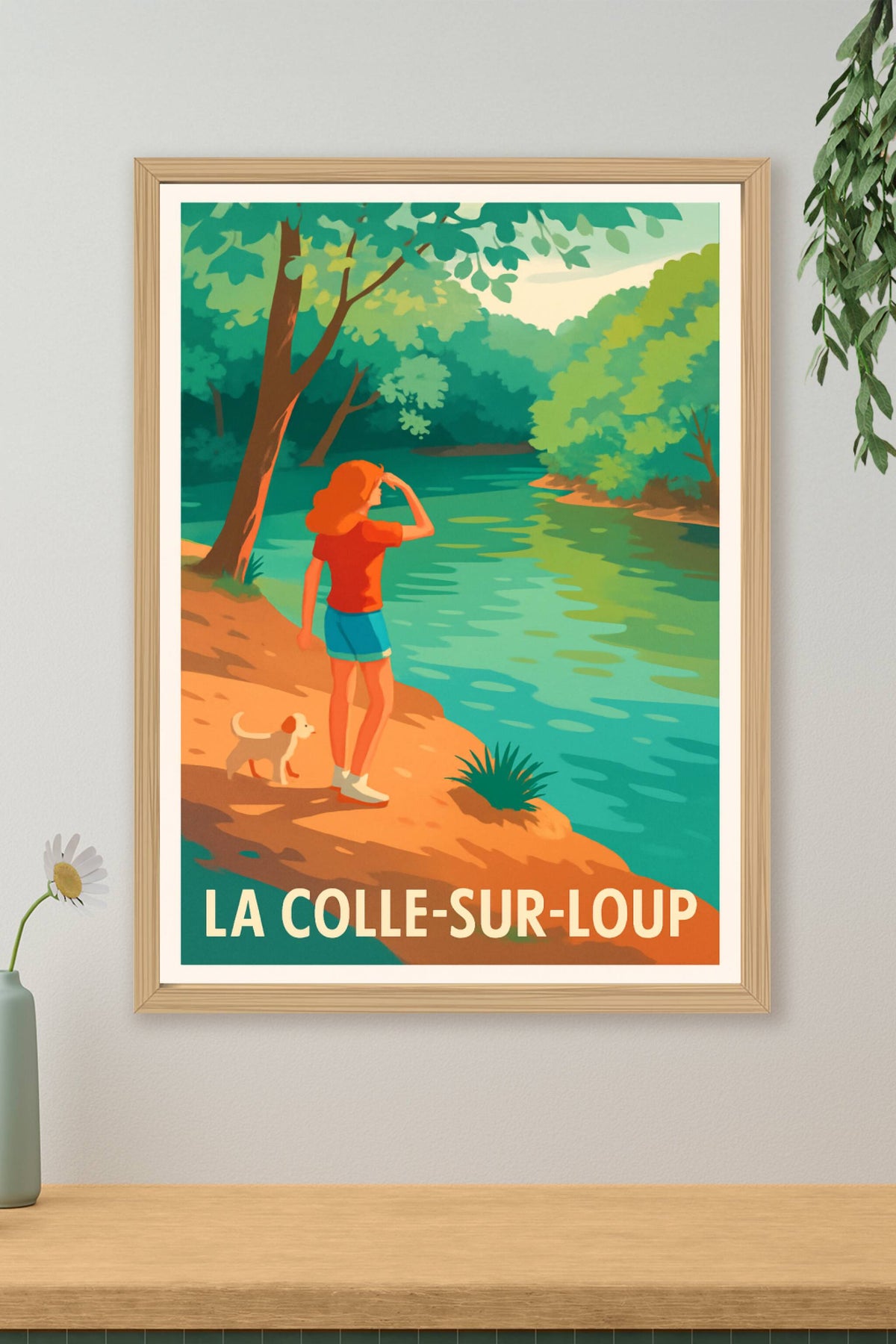 Affiche La Colle-sur-Loup — Escapade nature au bord de l'eau · poster d'art de La Colle-sur-Loup