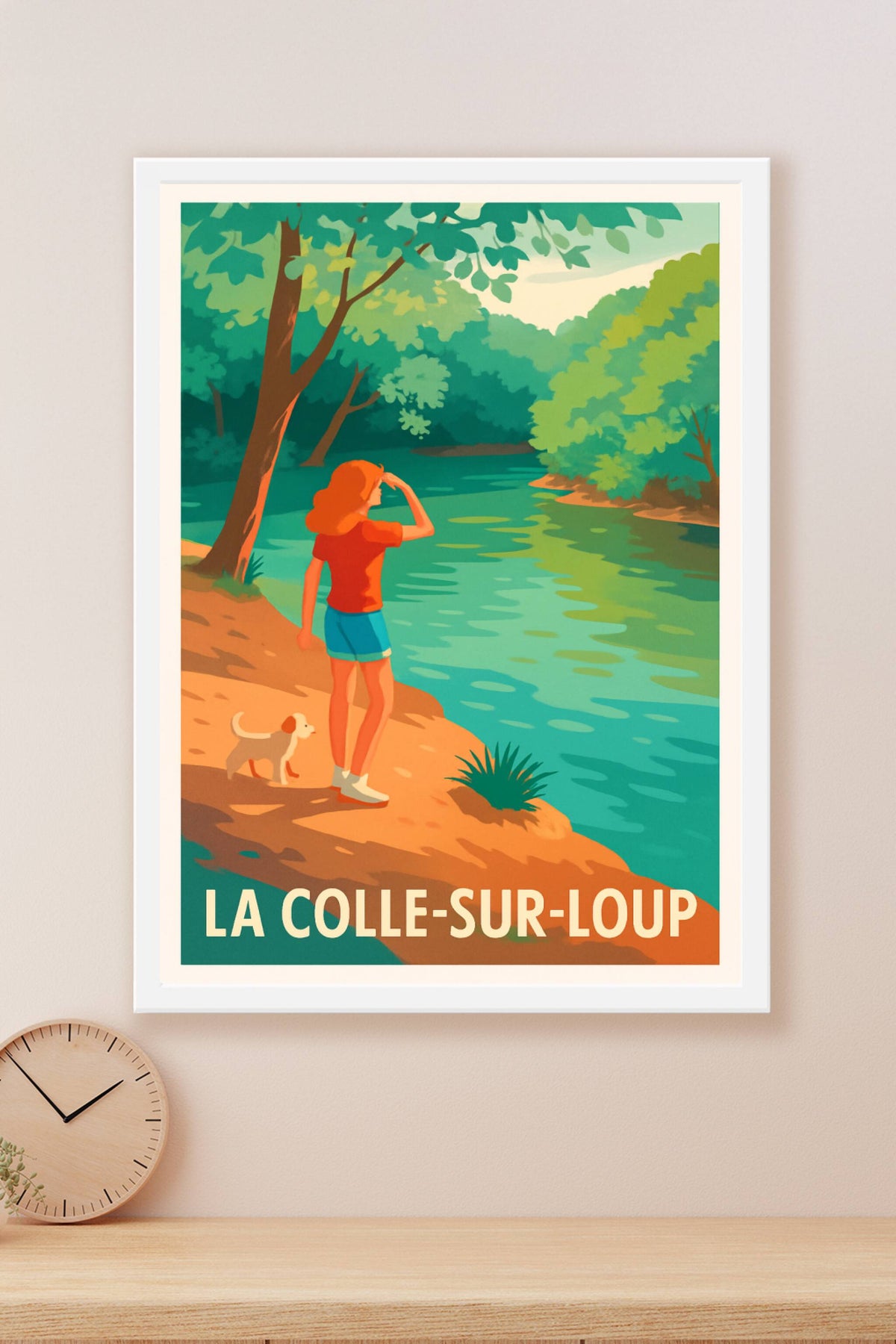 Affiche La Colle-sur-Loup — Escapade nature au bord de l'eau · poster d'art de La Colle-sur-Loup