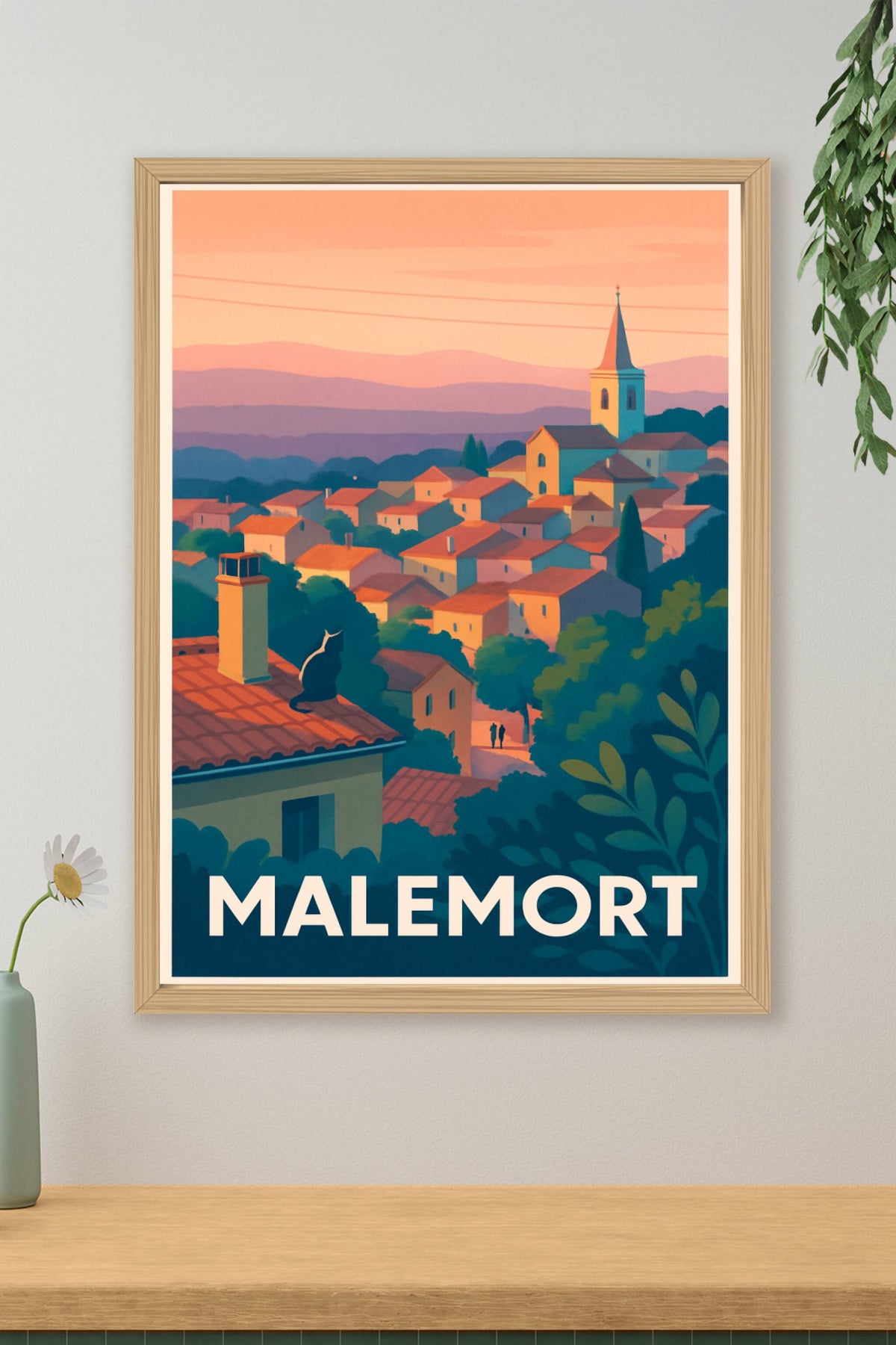 Affiche Malemort — Charme et douceur d'un village au coucher du soleil · poster d'art de Malemort