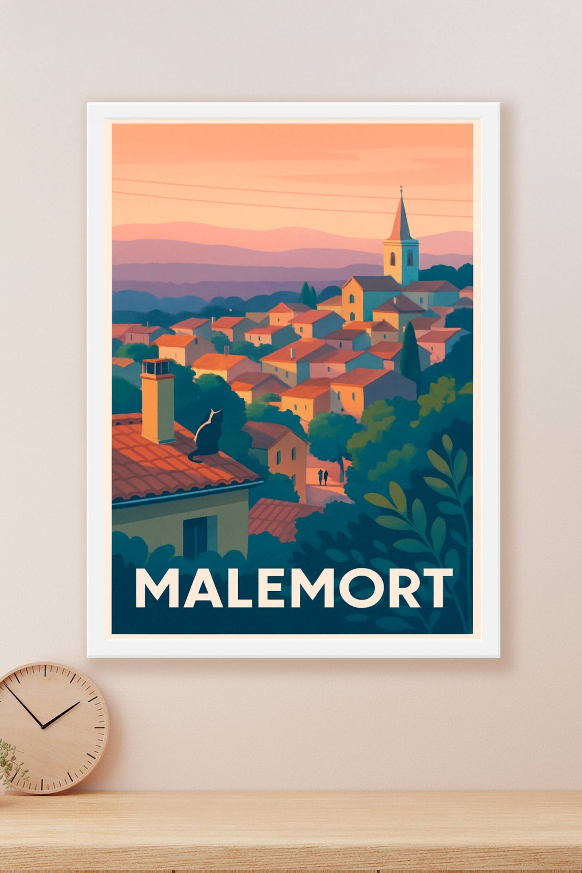 Affiche Malemort — Charme et douceur d'un village au coucher du soleil · poster d'art de Malemort