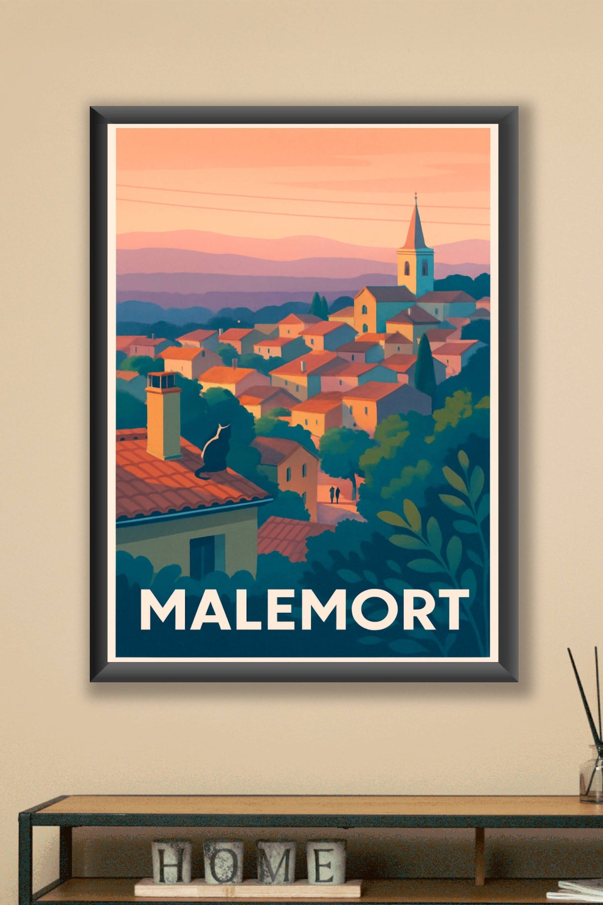 Affiche Malemort — Charme et douceur d'un village au coucher du soleil · poster d'art de Malemort