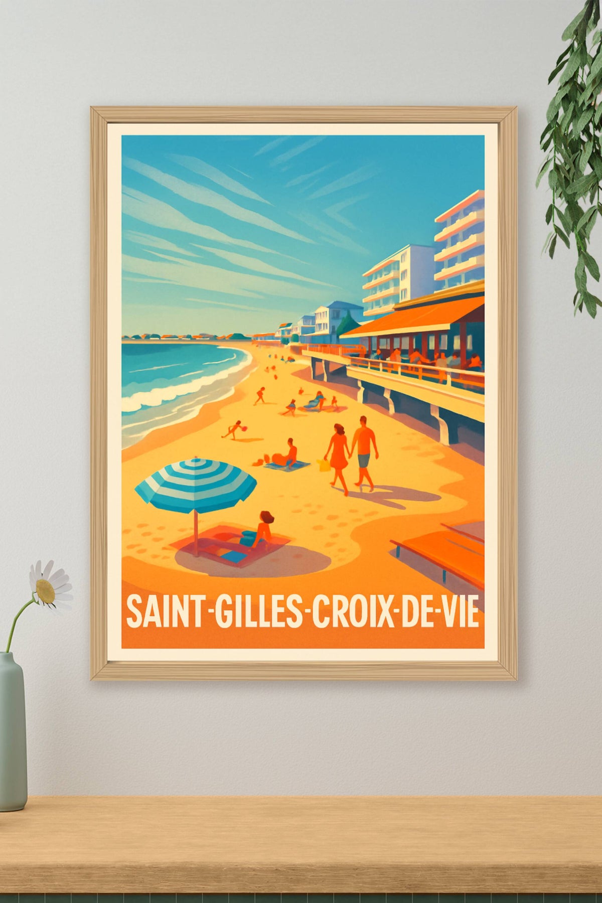 Affiche Saint-Gilles-Croix-de-Vie — Plage et douceur de vivre estivale · poster d'art de Saint-Gilles-Croix-de-Vie