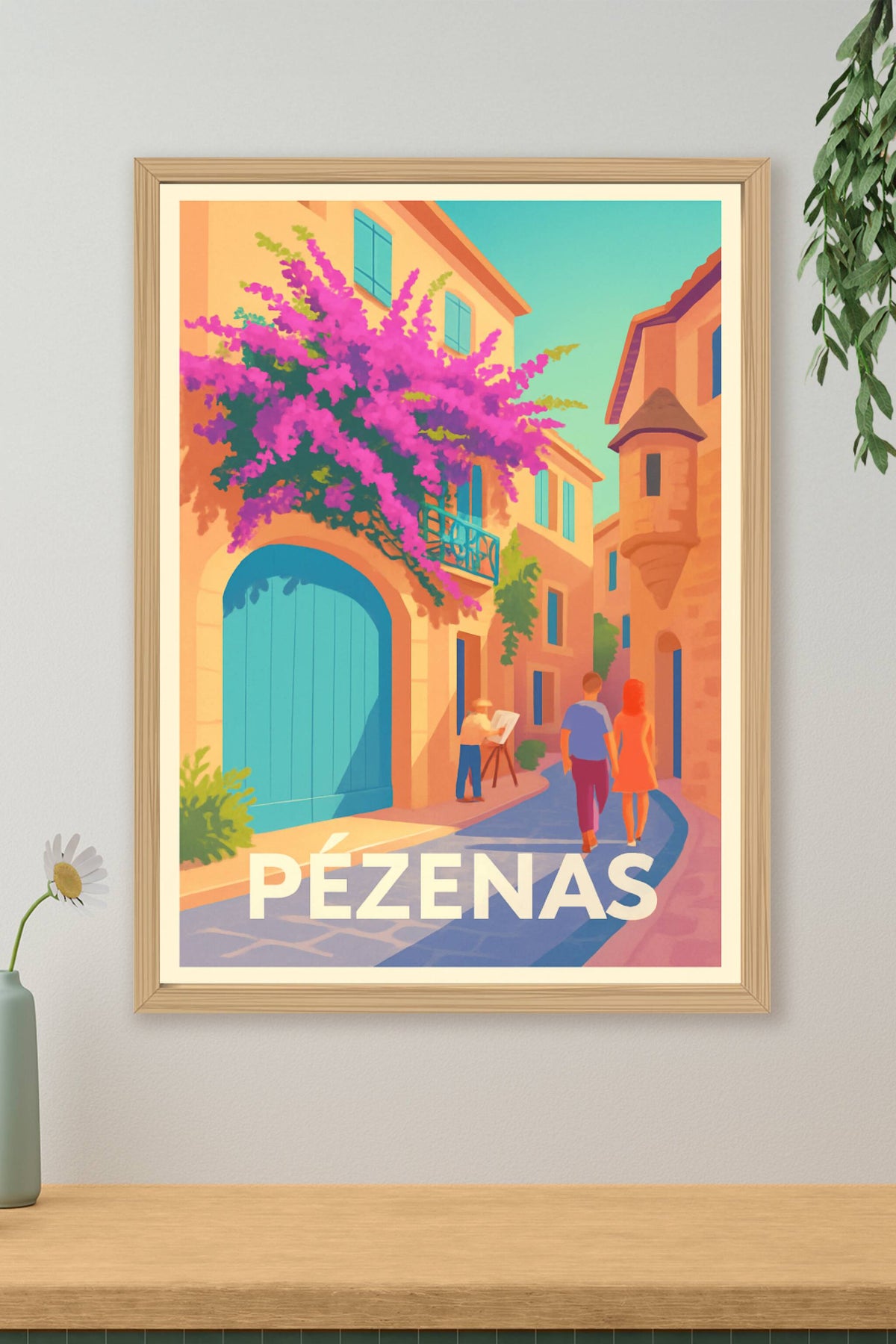 Affiche Pézenas — Promenade ensoleillée au cœur du patrimoine · poster d'art de Pézenas