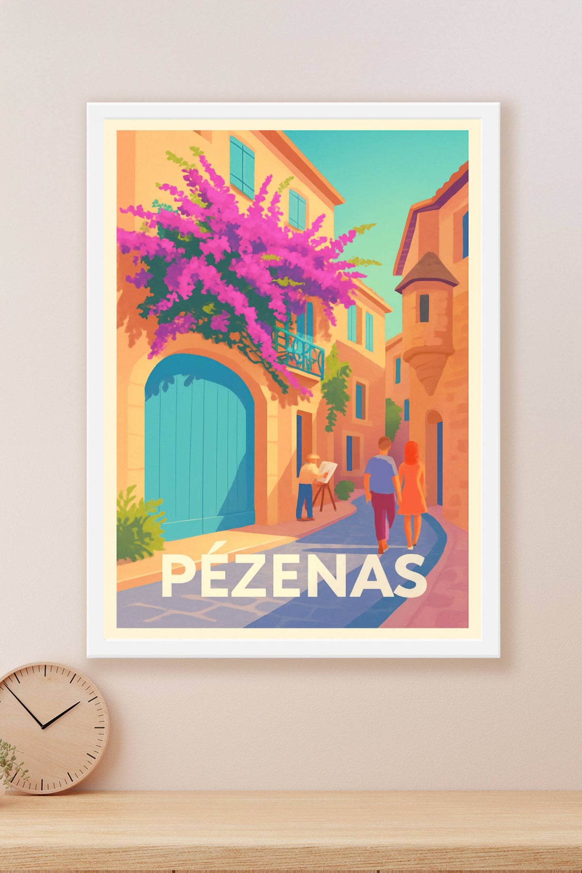 Affiche Pézenas — Promenade ensoleillée au cœur du patrimoine · poster d'art de Pézenas