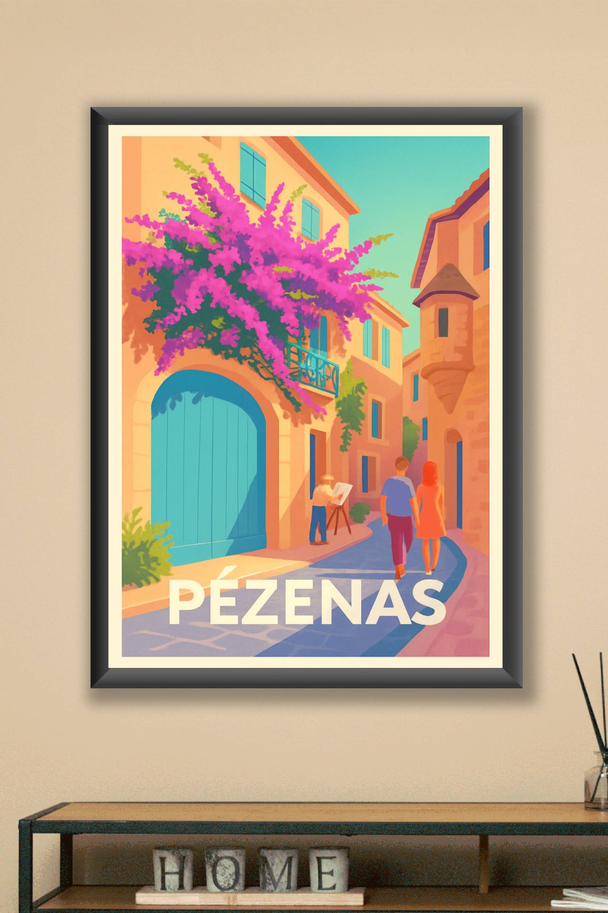 Affiche Pézenas — Promenade ensoleillée au cœur du patrimoine · poster d'art de Pézenas
