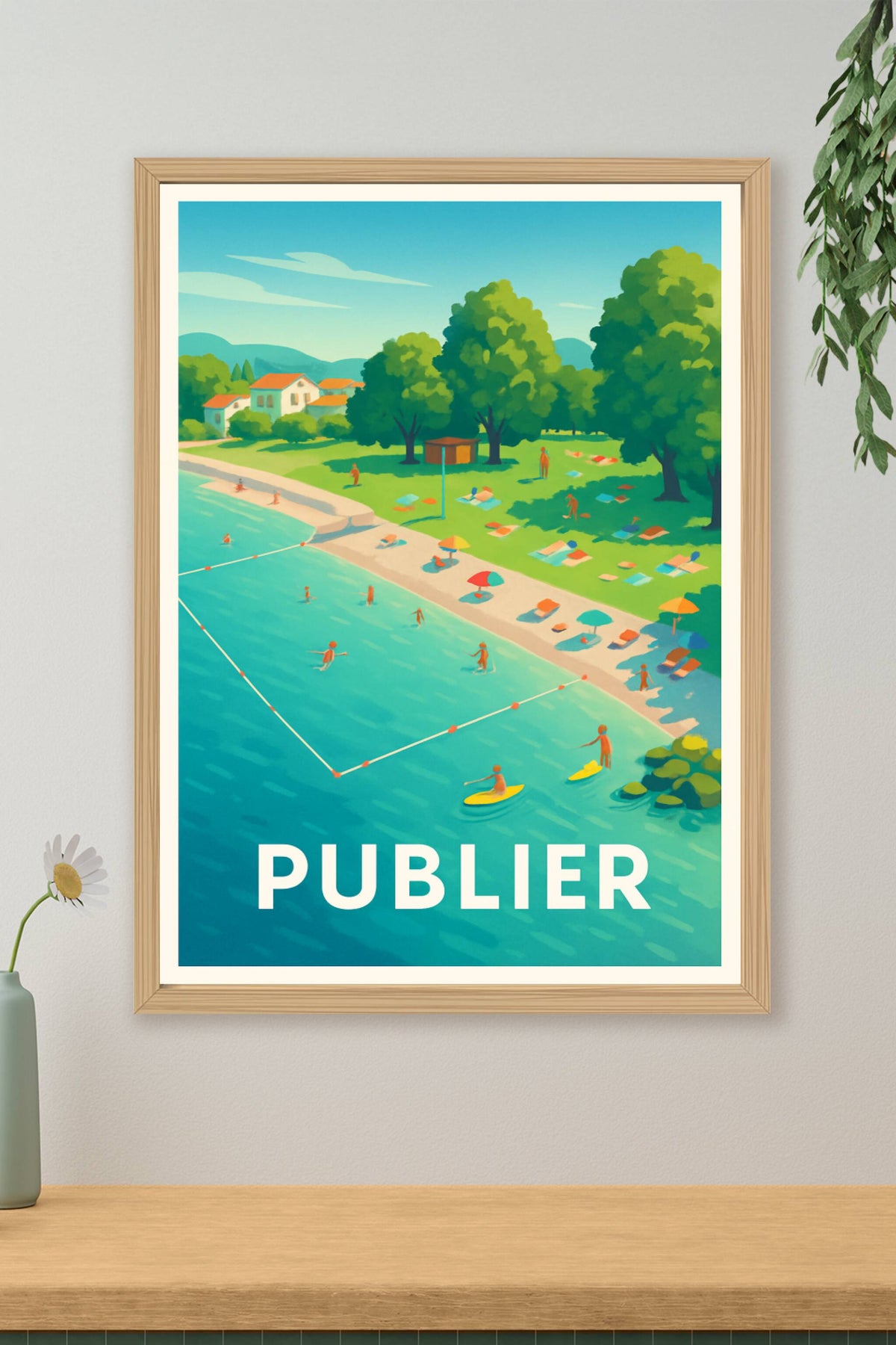 Affiche Publier — Détente au bord de l'eau en été · poster d'art de Publier
