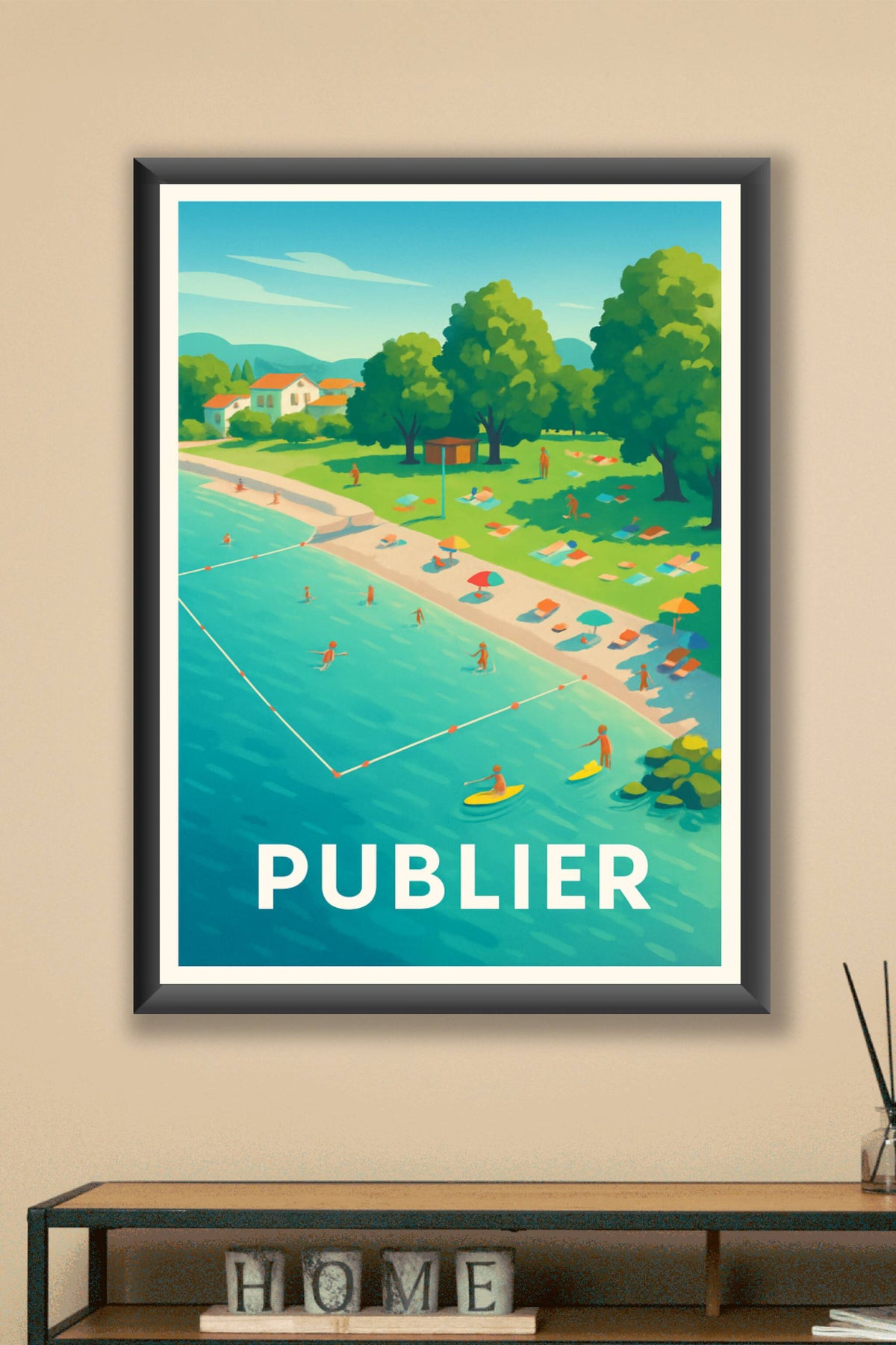 Affiche Publier — Détente au bord de l'eau en été · poster d'art de Publier