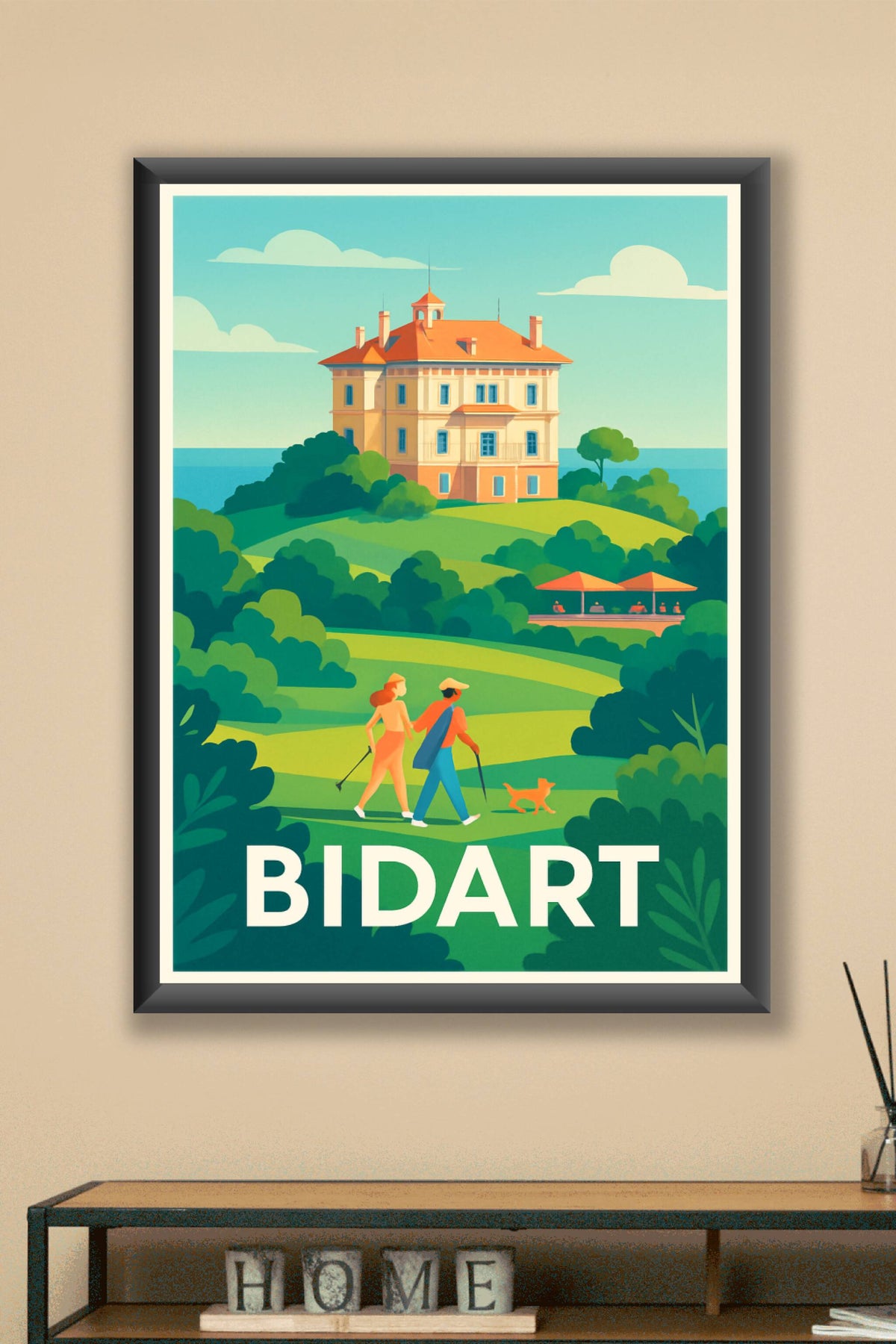 Affiche Bidart — Promenade paisible en bord de mer · poster d'art de Bidart