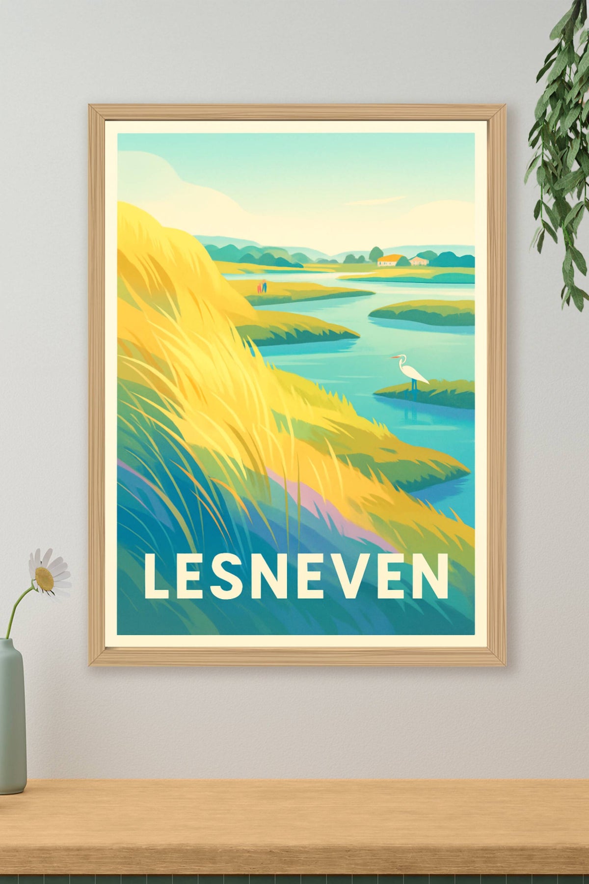 Affiche Lesneven — Harmonie naturelle en bord de rivière · poster d'art de Lesneven