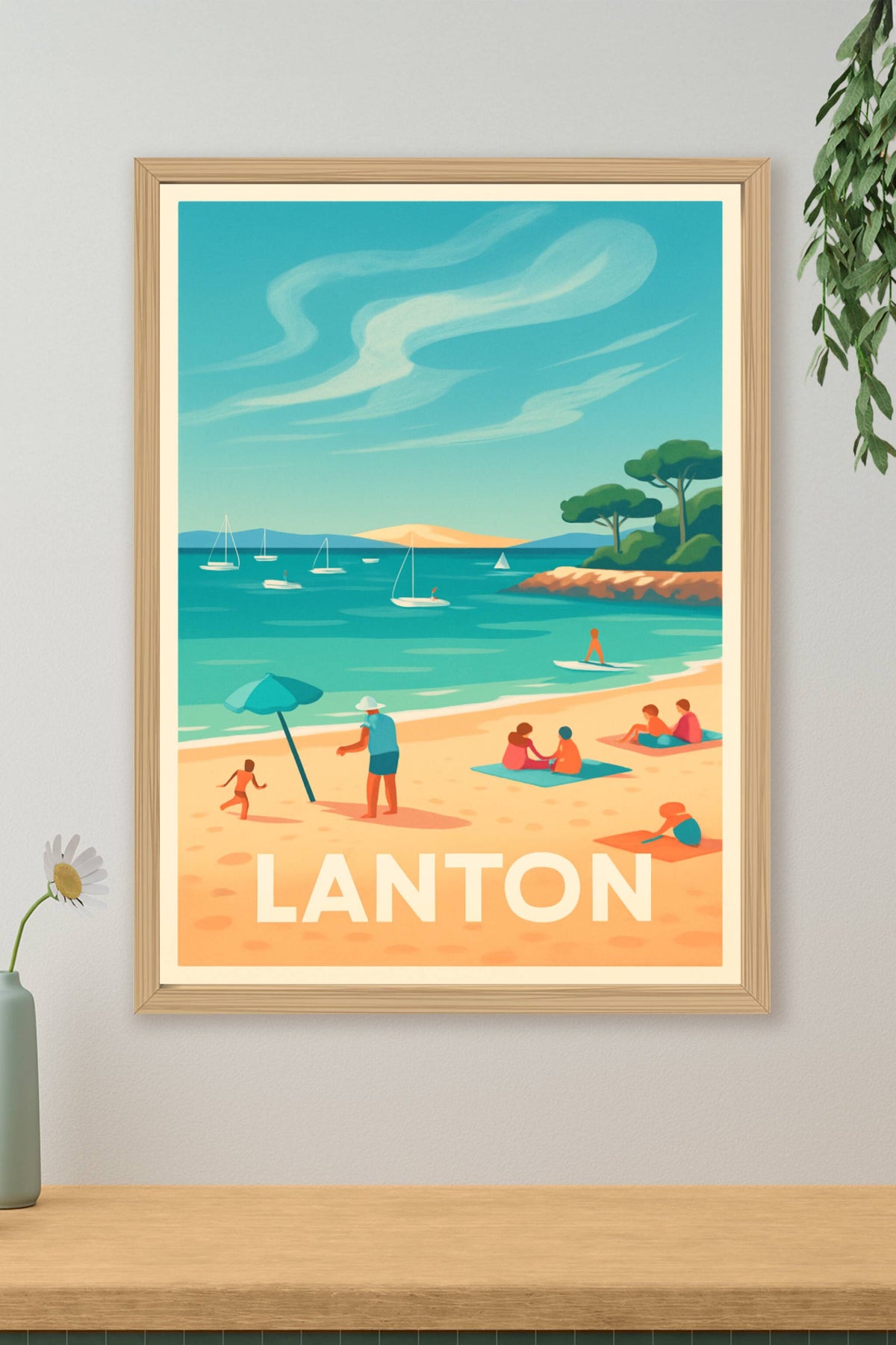 Affiche Lanton — Évasion balnéaire sur le Bassin d'Arcachon · poster d'art de Lanton
