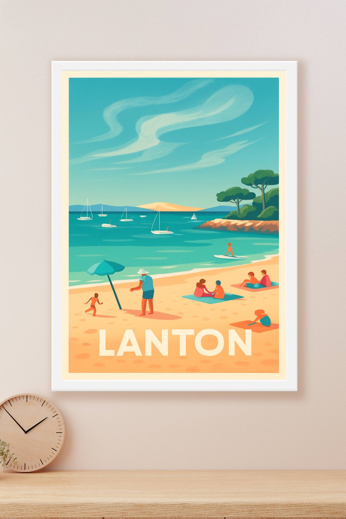 Affiche Lanton — Évasion balnéaire sur le Bassin d'Arcachon · poster d'art de Lanton