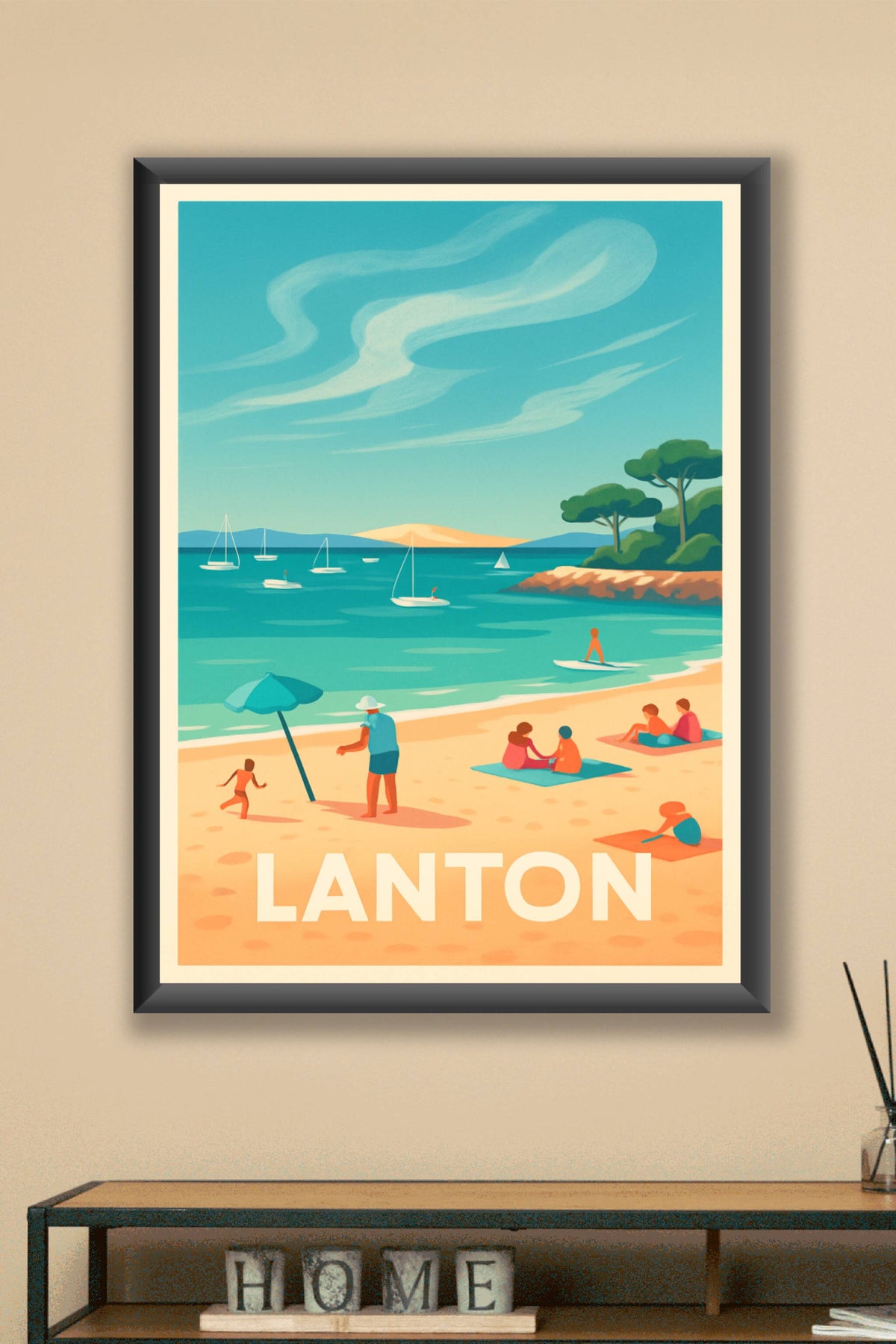 Affiche Lanton — Évasion balnéaire sur le Bassin d'Arcachon · poster d'art de Lanton