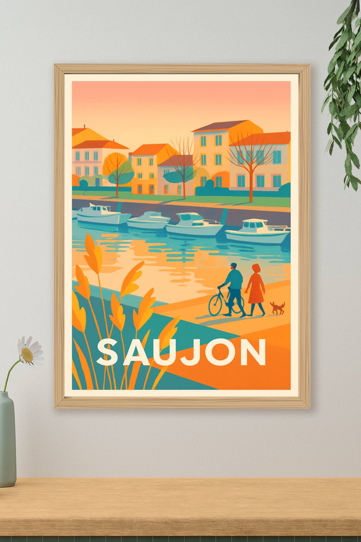 Affiche Saujon — Douceur et balade au fil de l'eau · poster d'art de Saujon