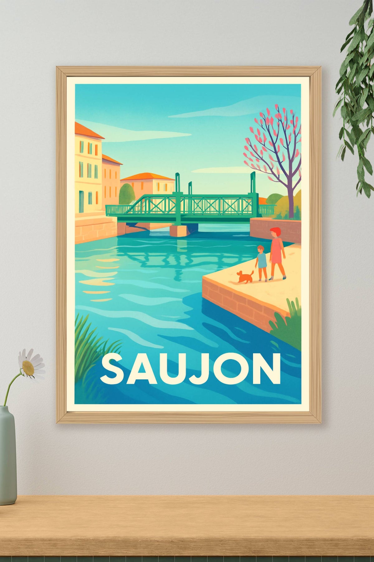 Affiche Saujon — Charme bucolique au fil de l'eau · poster d'art de Saujon