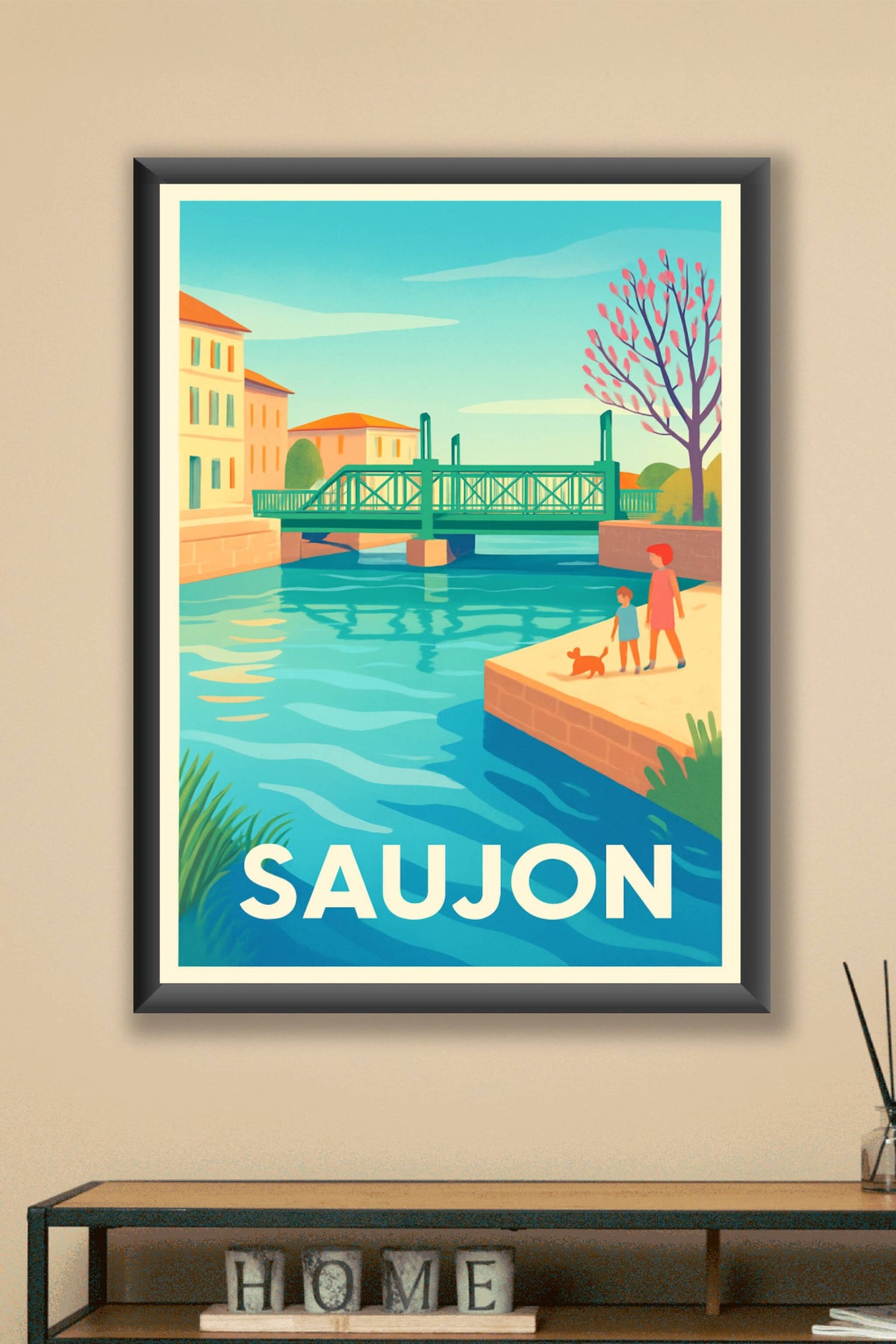 Affiche Saujon — Charme bucolique au fil de l'eau · poster d'art de Saujon
