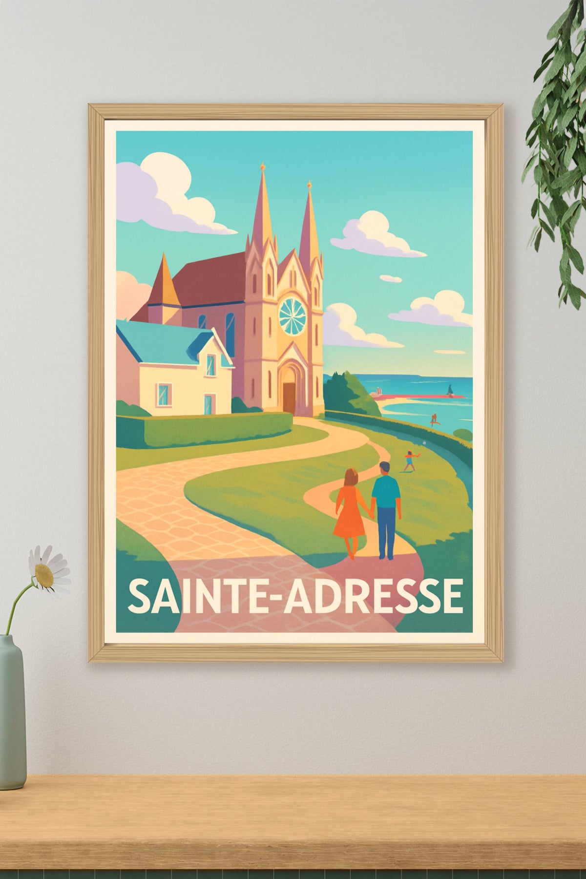 Affiche Sainte-Adresse — Promenade romantique au bord de la mer · poster d'art de Sainte-Adresse