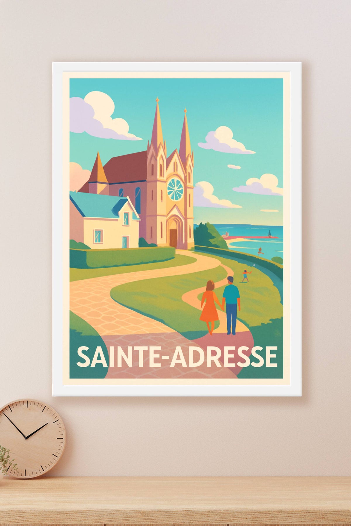 Affiche Sainte-Adresse — Promenade romantique au bord de la mer · poster d'art de Sainte-Adresse