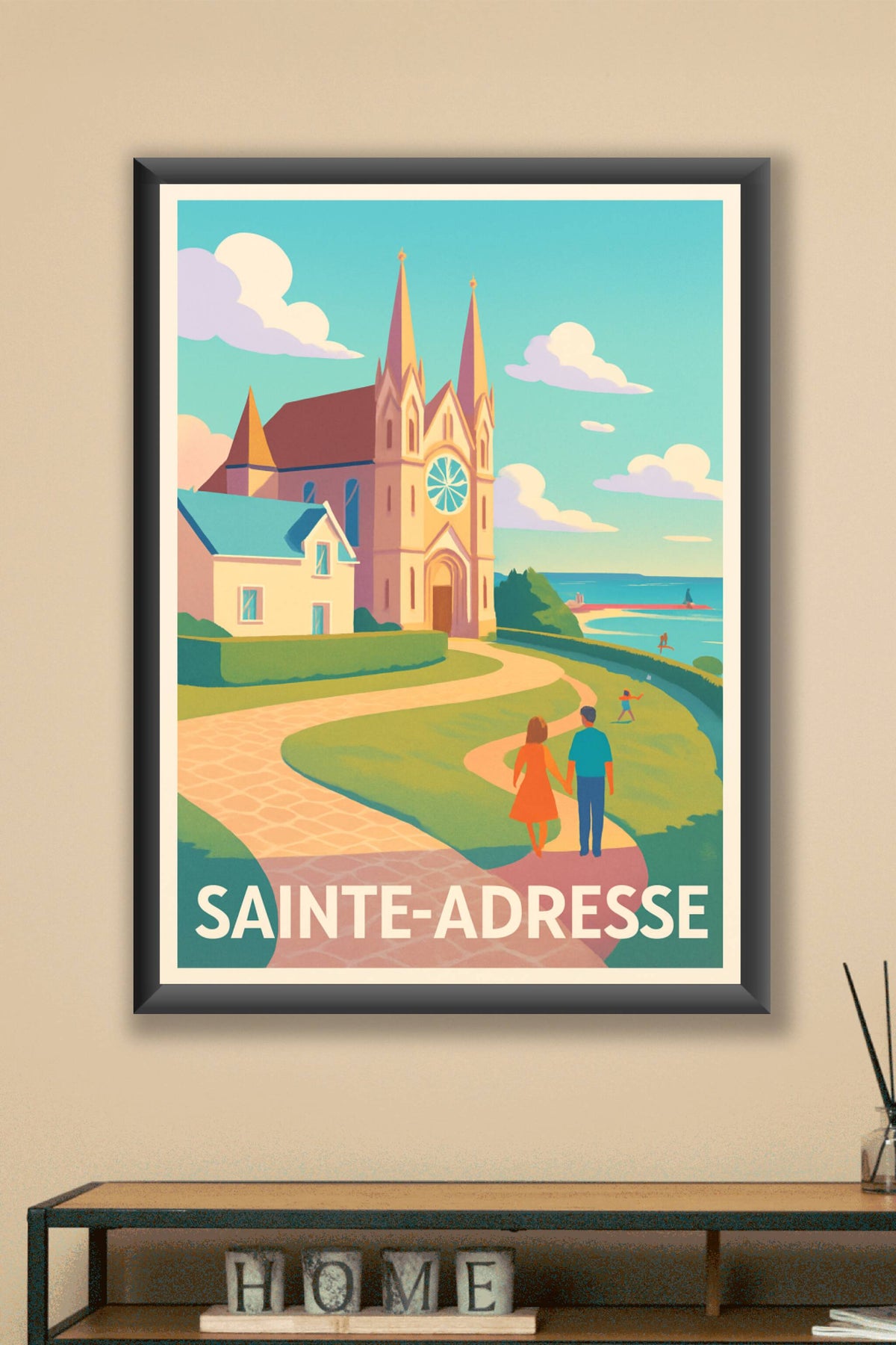 Affiche Sainte-Adresse — Promenade romantique au bord de la mer · poster d'art de Sainte-Adresse