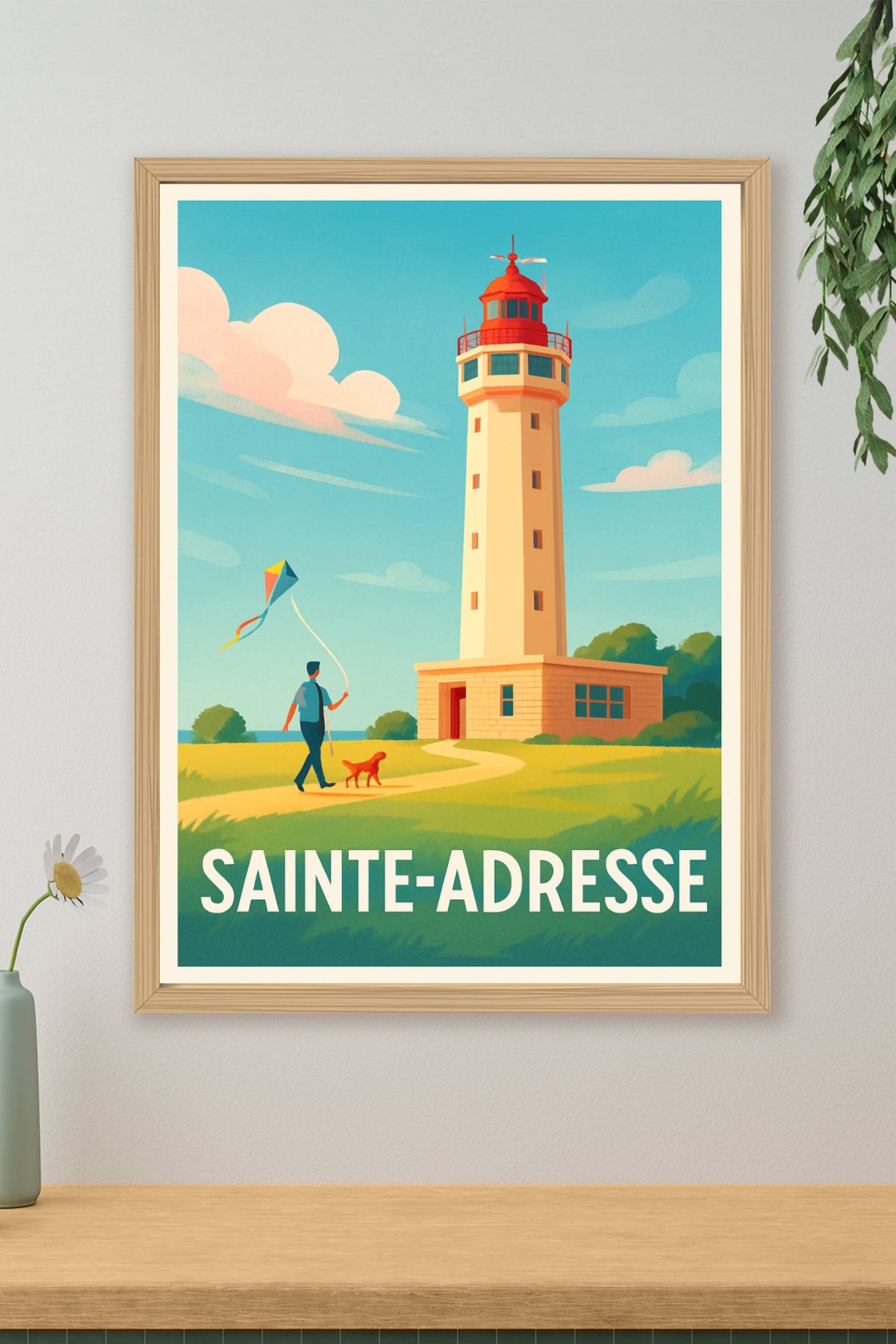 Affiche Sainte-Adresse — Le charme du phare et du bord de mer · poster d'art de Sainte-Adresse