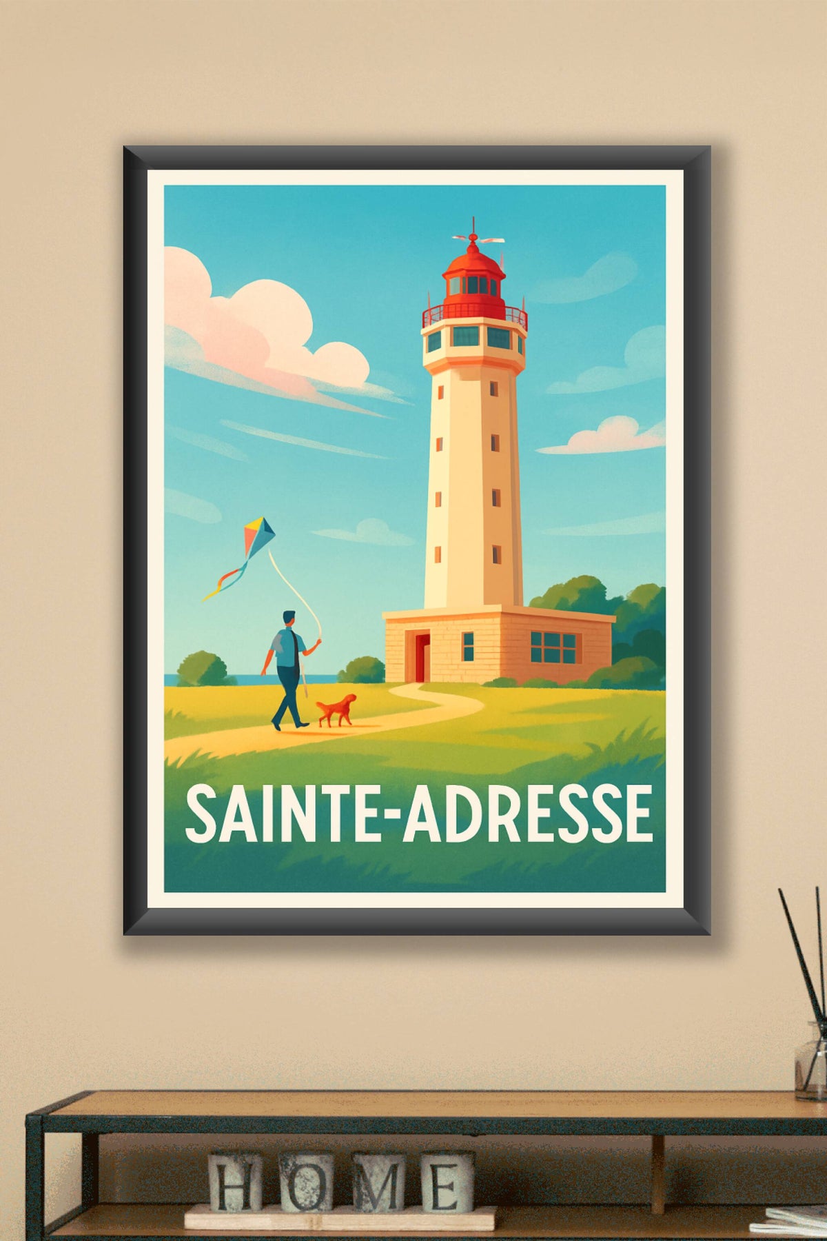 Affiche Sainte-Adresse — Le charme du phare et du bord de mer · poster d'art de Sainte-Adresse
