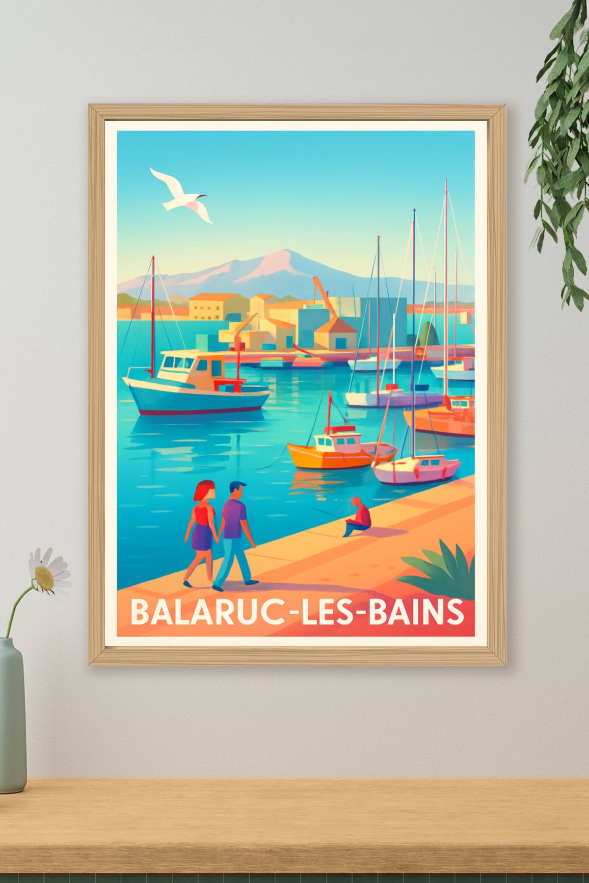 Affiche Balaruc-les-Bains — Escapade au bord de l'eau · poster d'art de Balaruc-les-Bains
