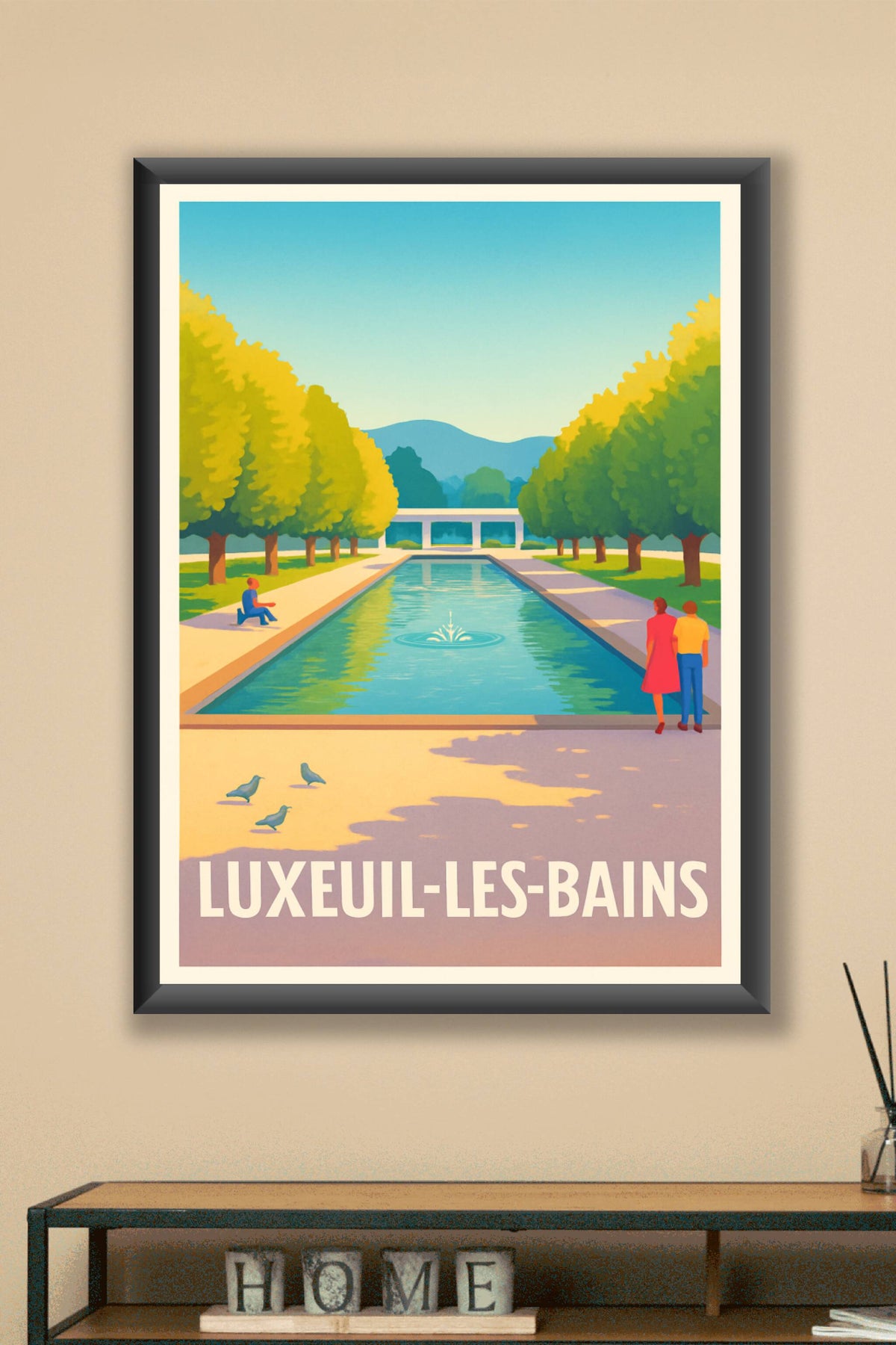 Affiche Luxeuil-les-Bains — Évasion et sérénité au cœur des jardins · poster d'art de Luxeuil-les-Bains