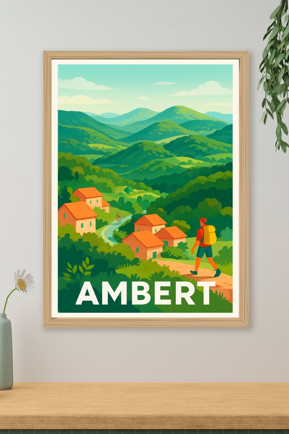 Affiche Ambert — Évasion au cœur des montagnes verdoyantes · poster d'art de Ambert