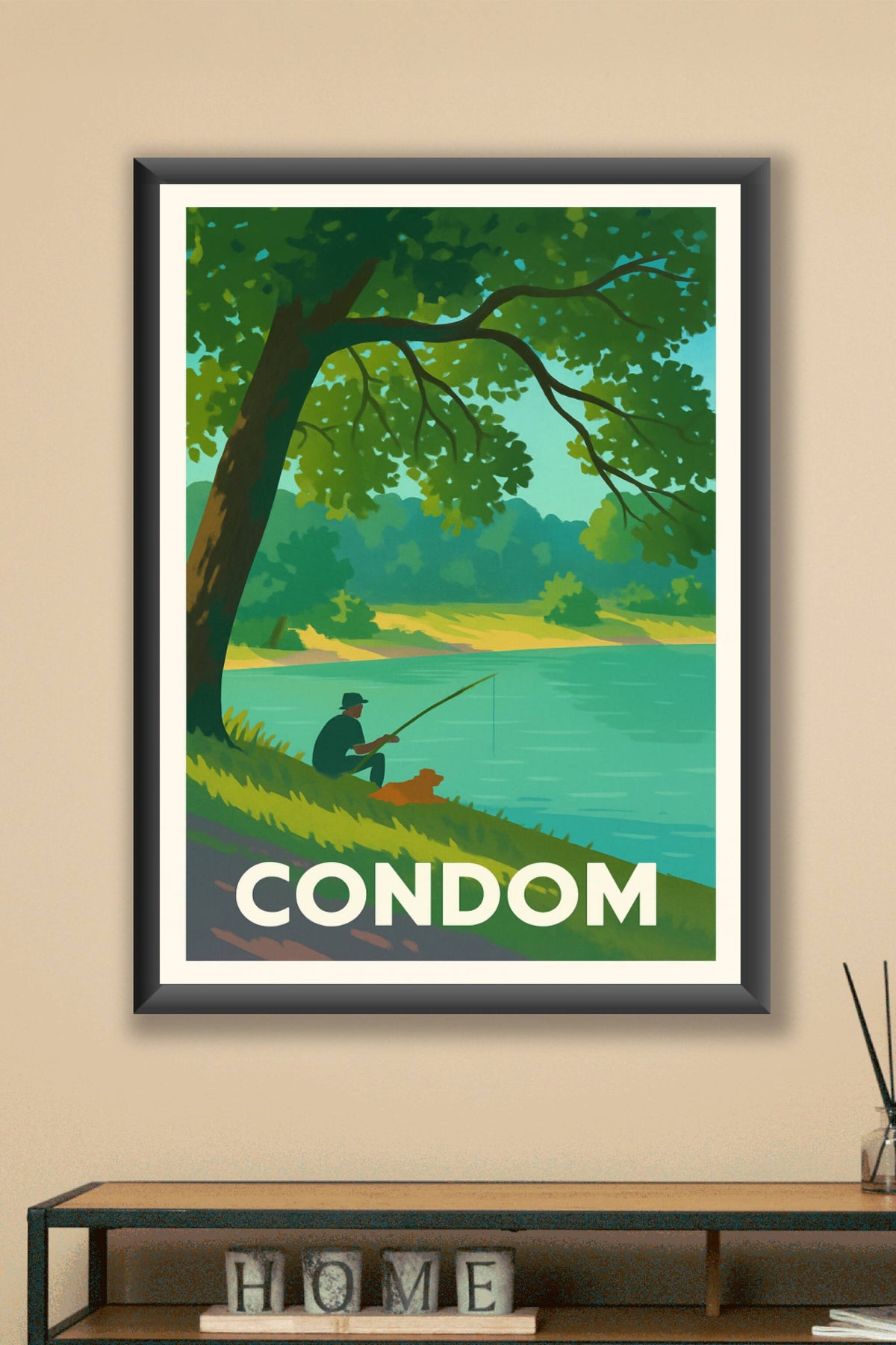 Affiche Condom — Sérénité au bord de l'eau · poster d'art de Condom