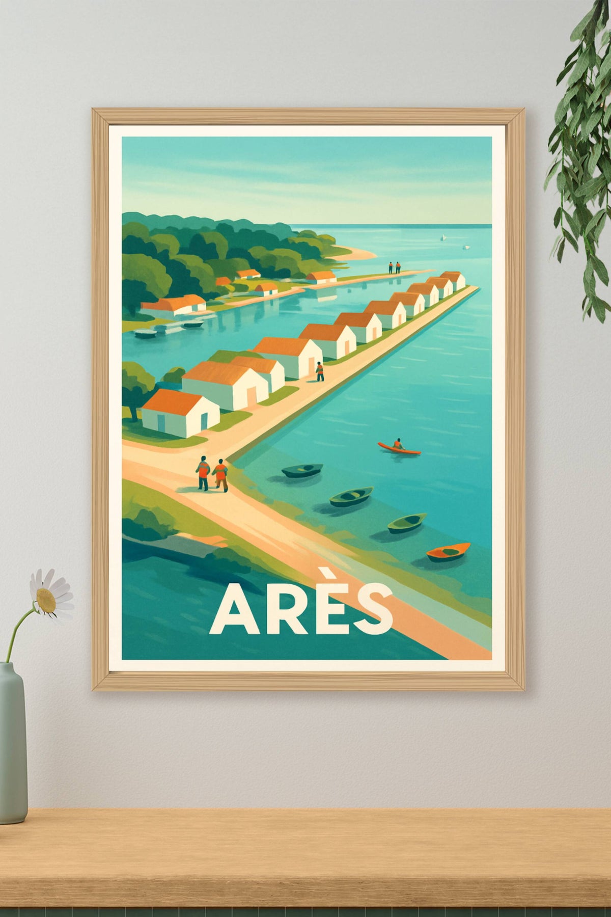 Affiche Arès — Invitation à la quiétude des cabanes ostréicoles · poster d'art de Arès