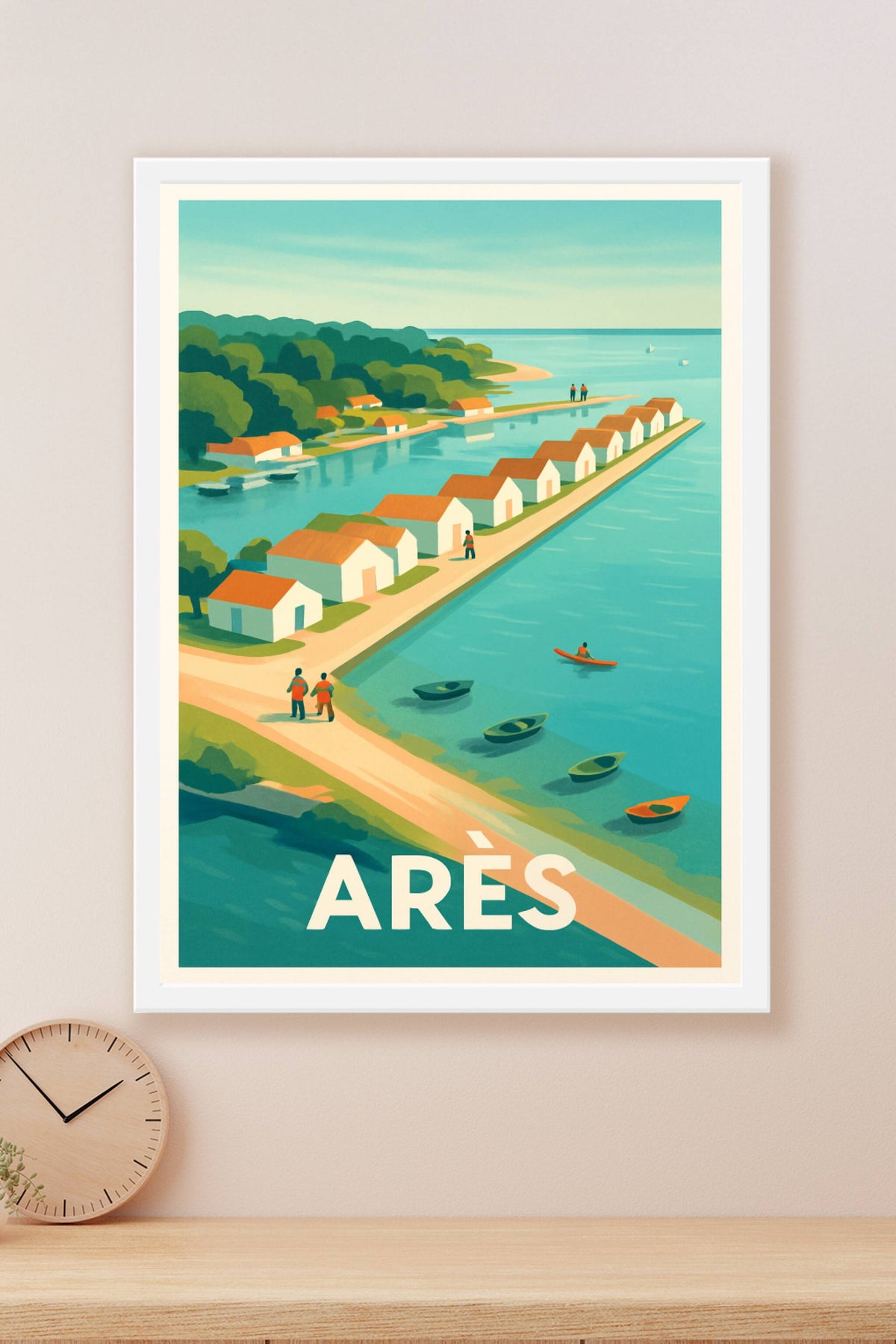 Affiche Arès — Invitation à la quiétude des cabanes ostréicoles · poster d'art de Arès
