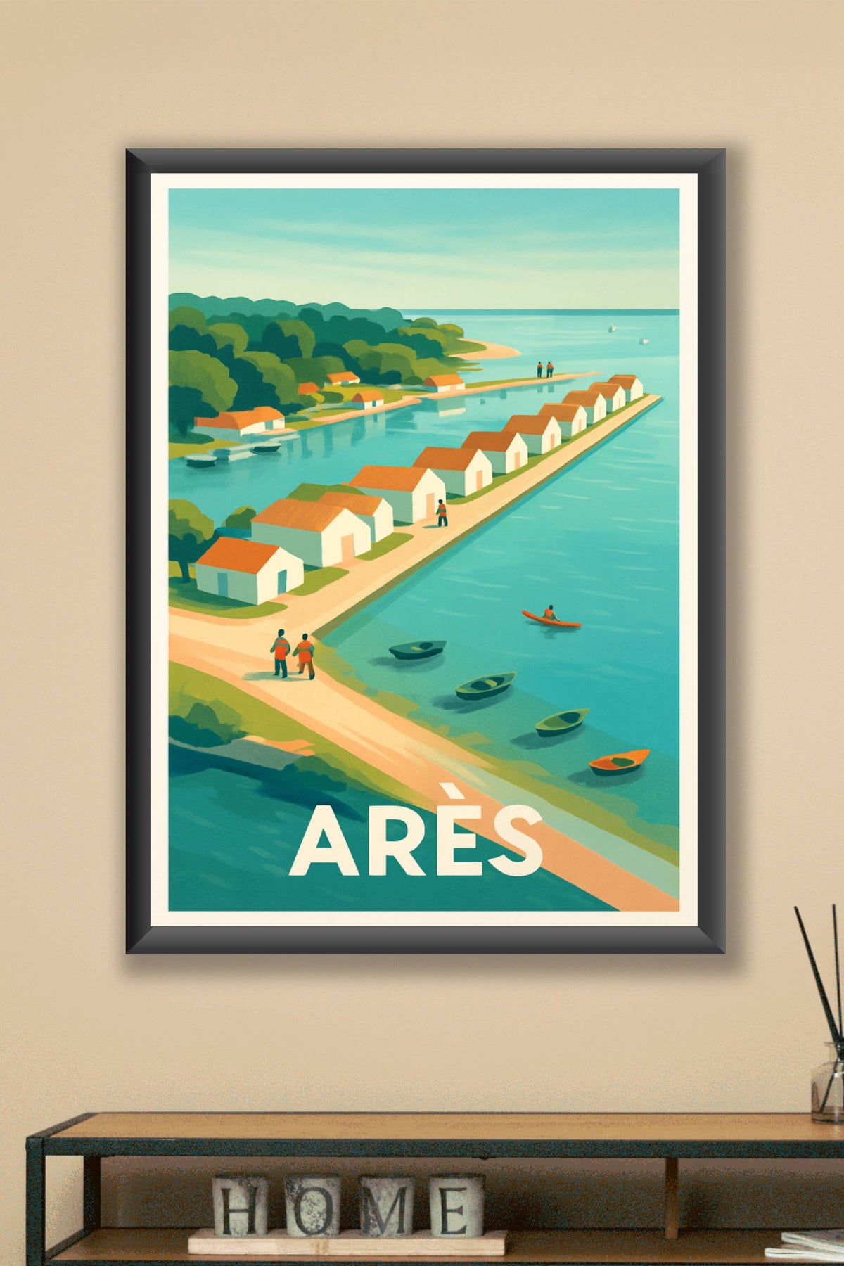 Affiche Arès — Invitation à la quiétude des cabanes ostréicoles · poster d'art de Arès