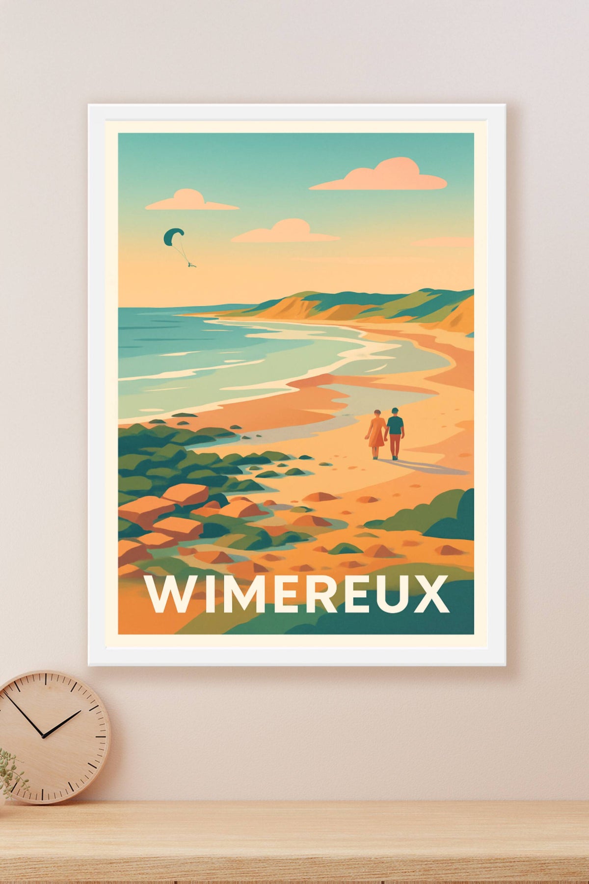 Affiche Wimereux — Promenade romantique au bord de la mer · poster d'art de Wimereux